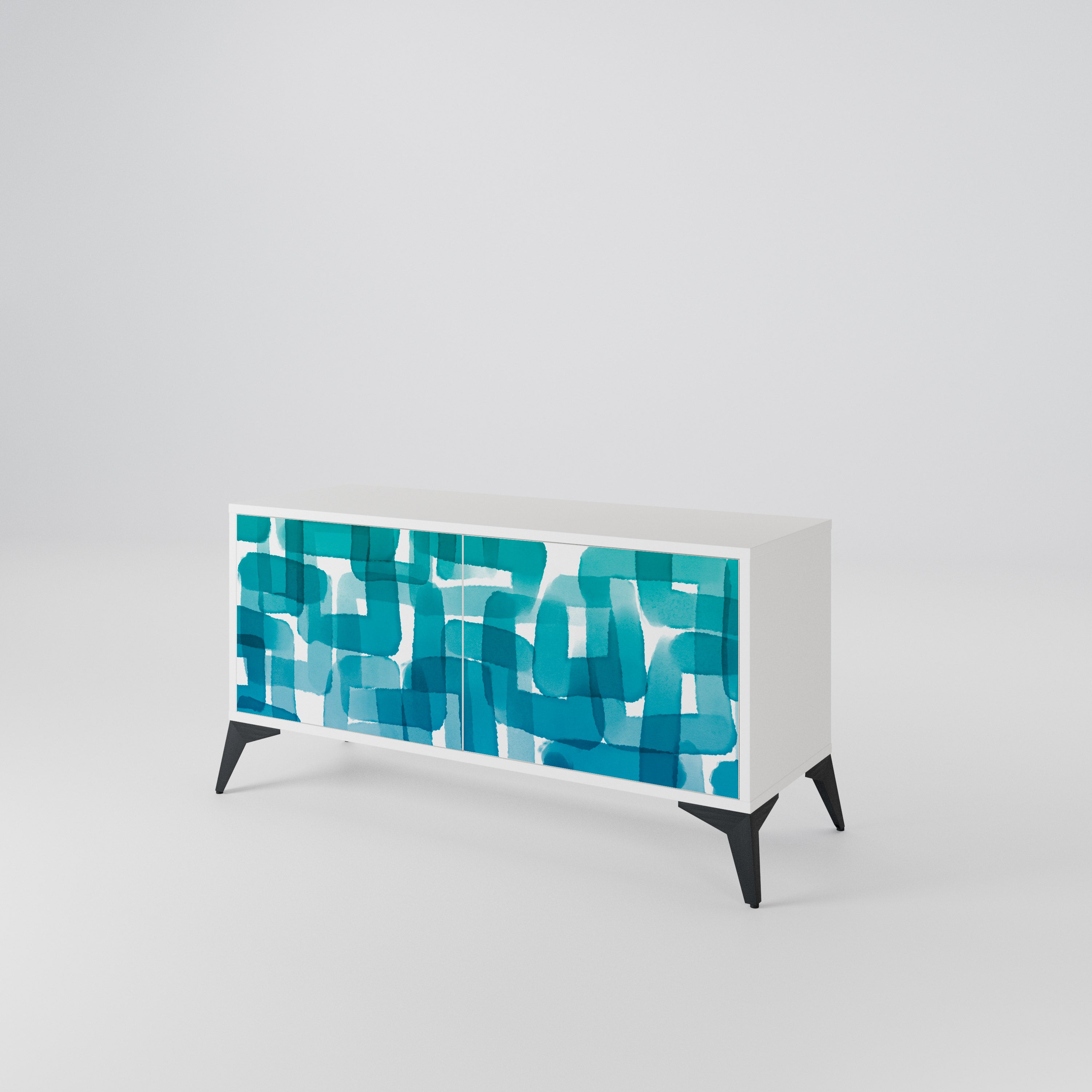TURQUOISE RECTANGLES Mueble de TV Compacto de 2 puertas