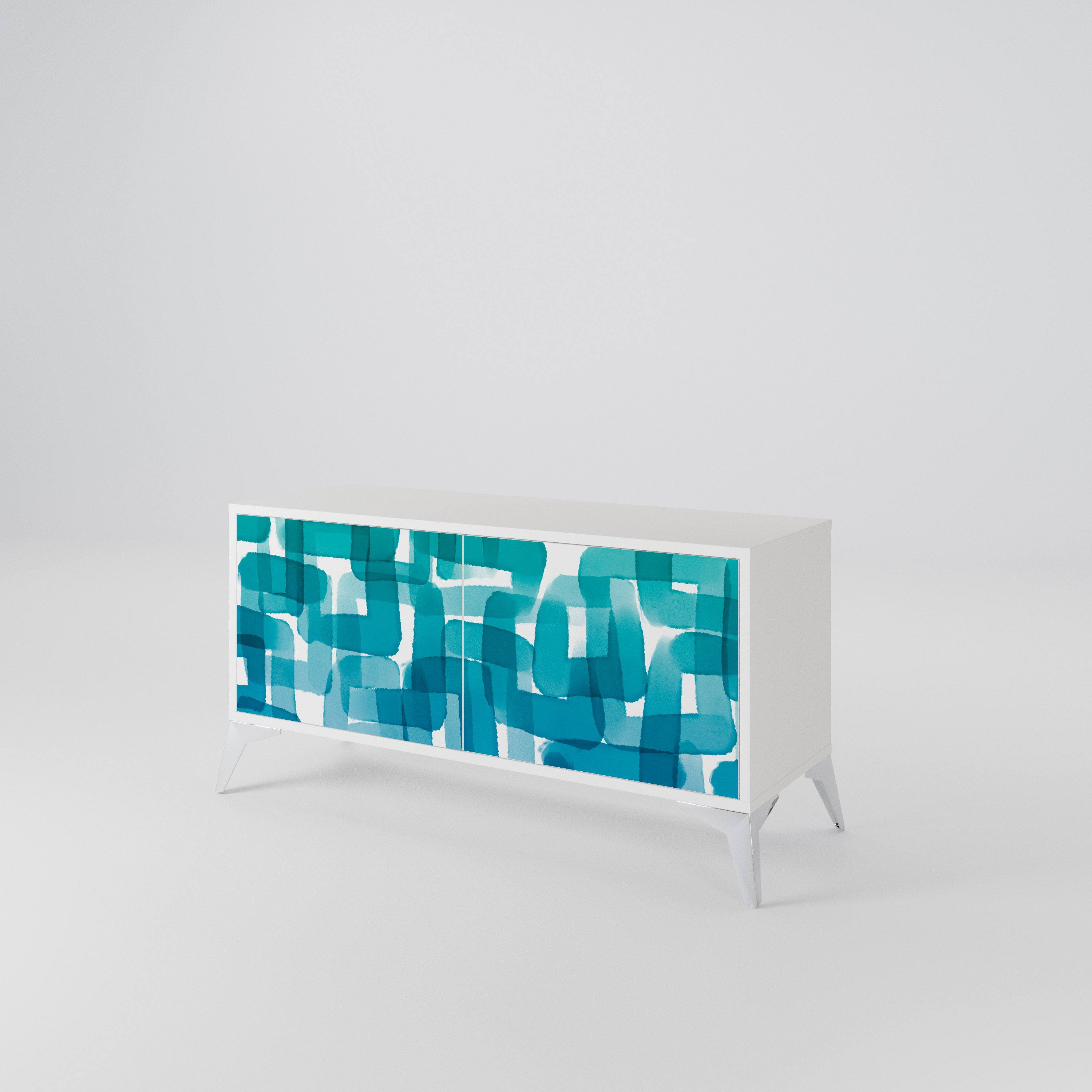 TURQUOISE RECTANGLES Mueble de TV Compacto de 2 puertas