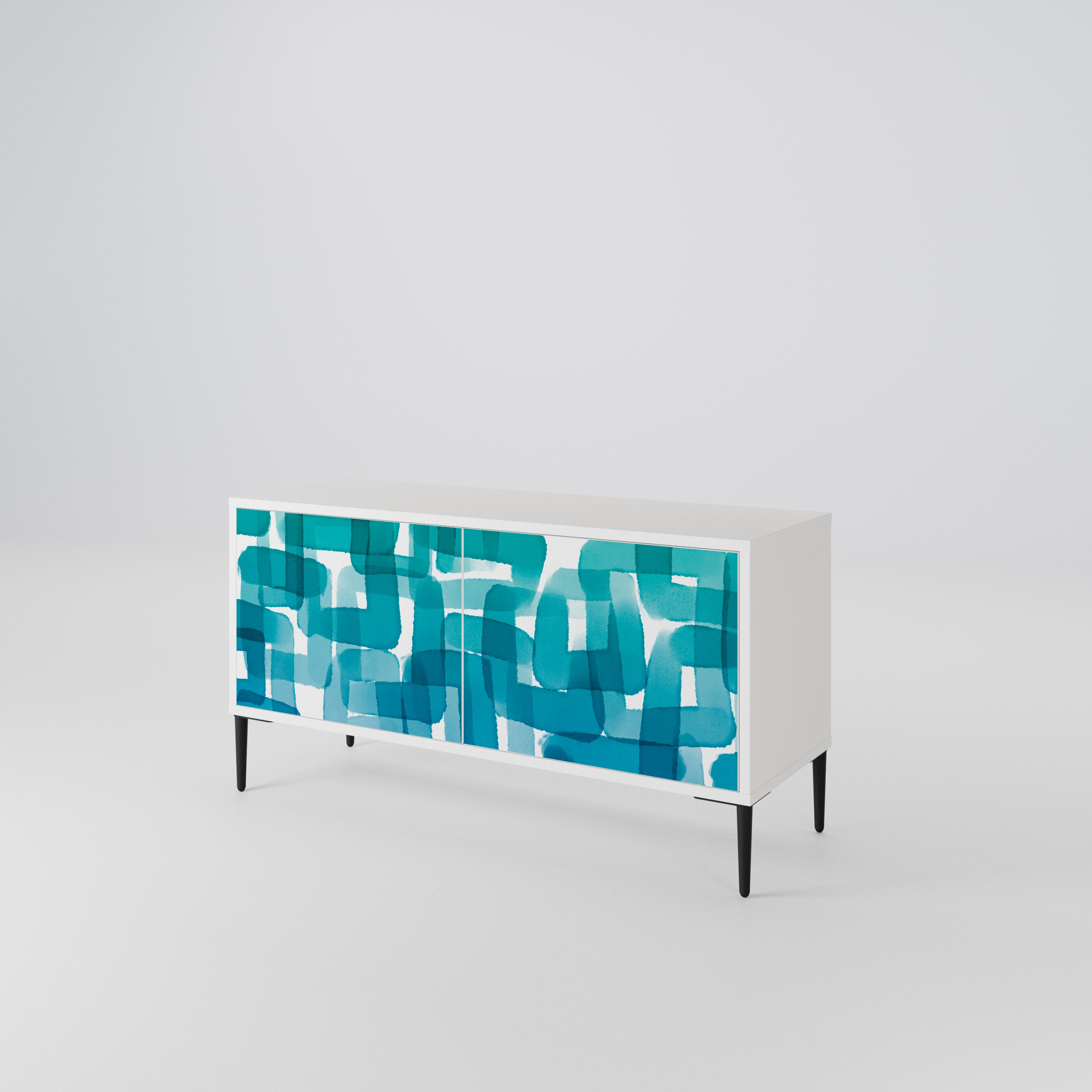 TURQUOISE RECTANGLES Mueble de TV Compacto de 2 puertas