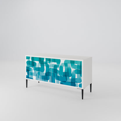 TURQUOISE RECTANGLES Mueble de TV Compacto de 2 puertas