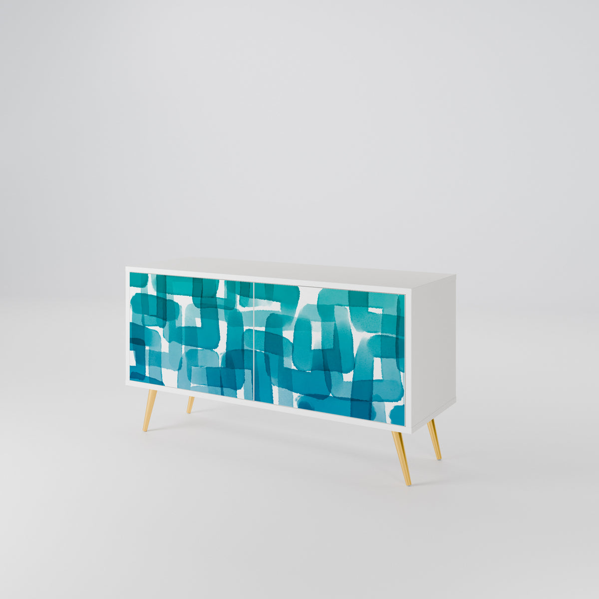 TURQUOISE RECTANGLES Mueble de TV Compacto de 2 puertas