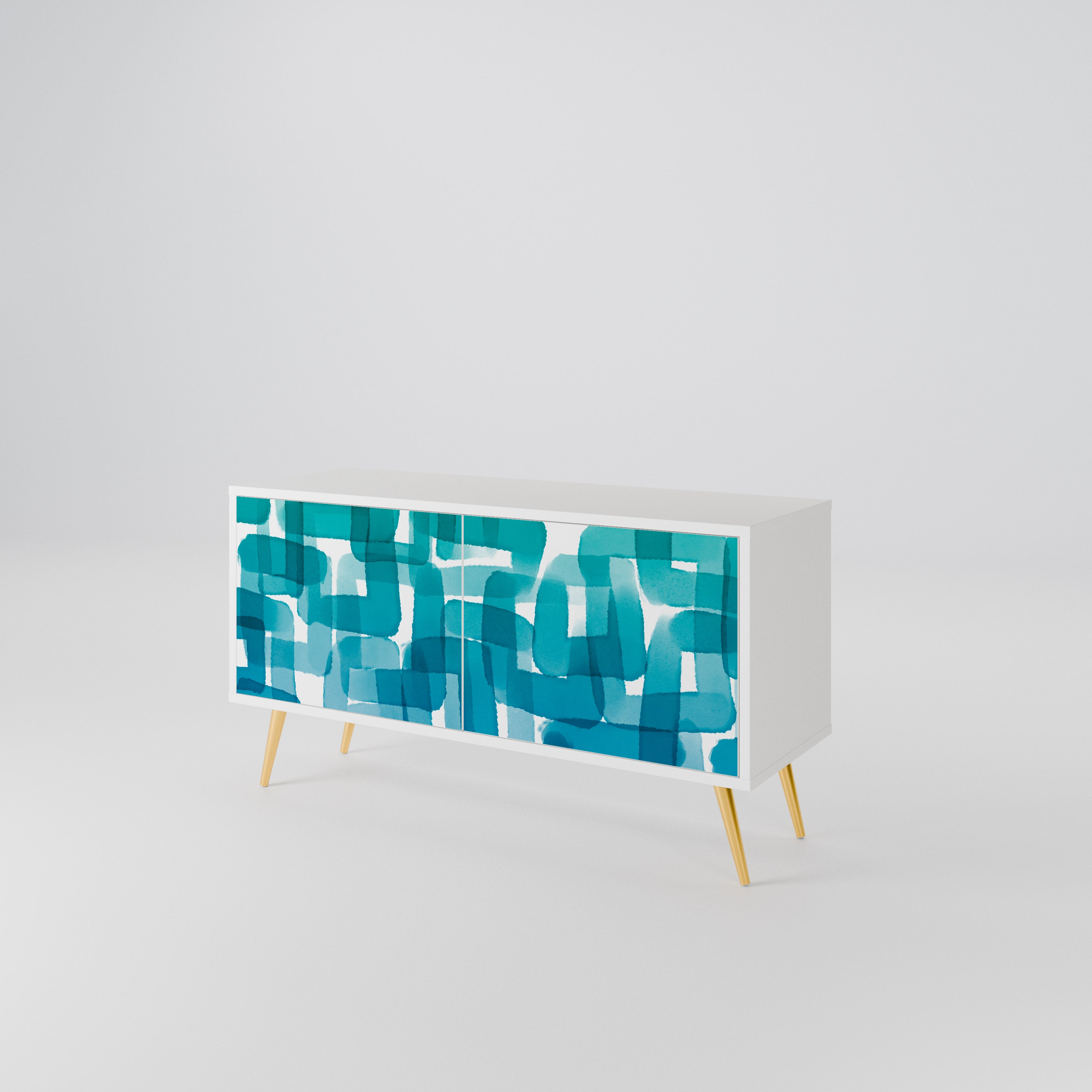 TURQUOISE RECTANGLES Mueble de TV Compacto de 2 puertas