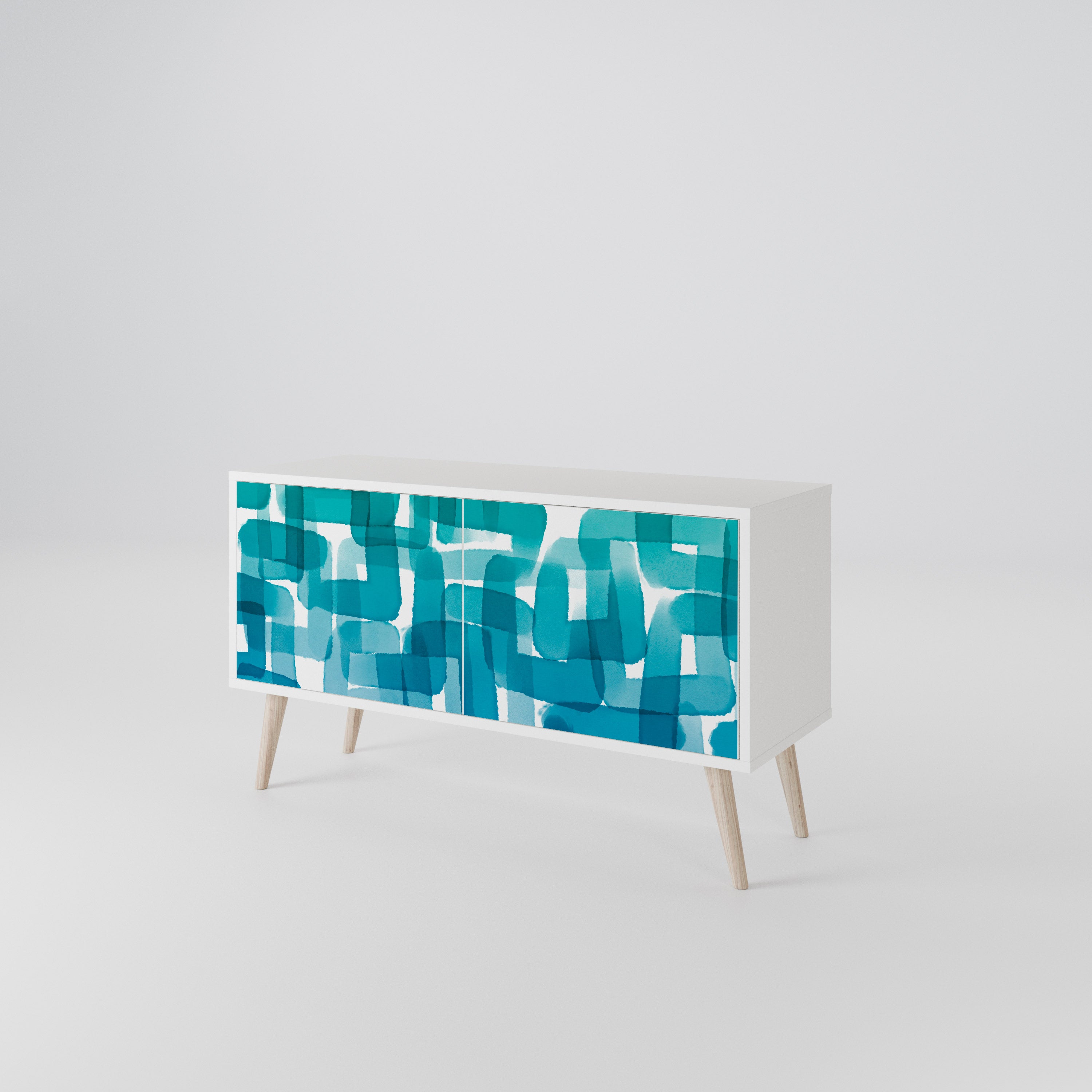 TURQUOISE RECTANGLES Mueble de TV Compacto de 2 puertas