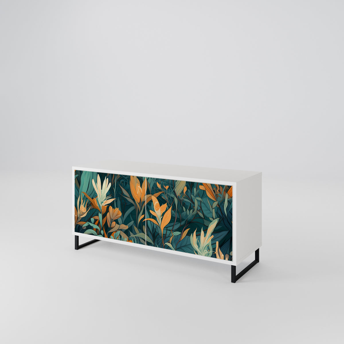 FLORAL SERENITY Mueble de TV Compacto de 2 puertas