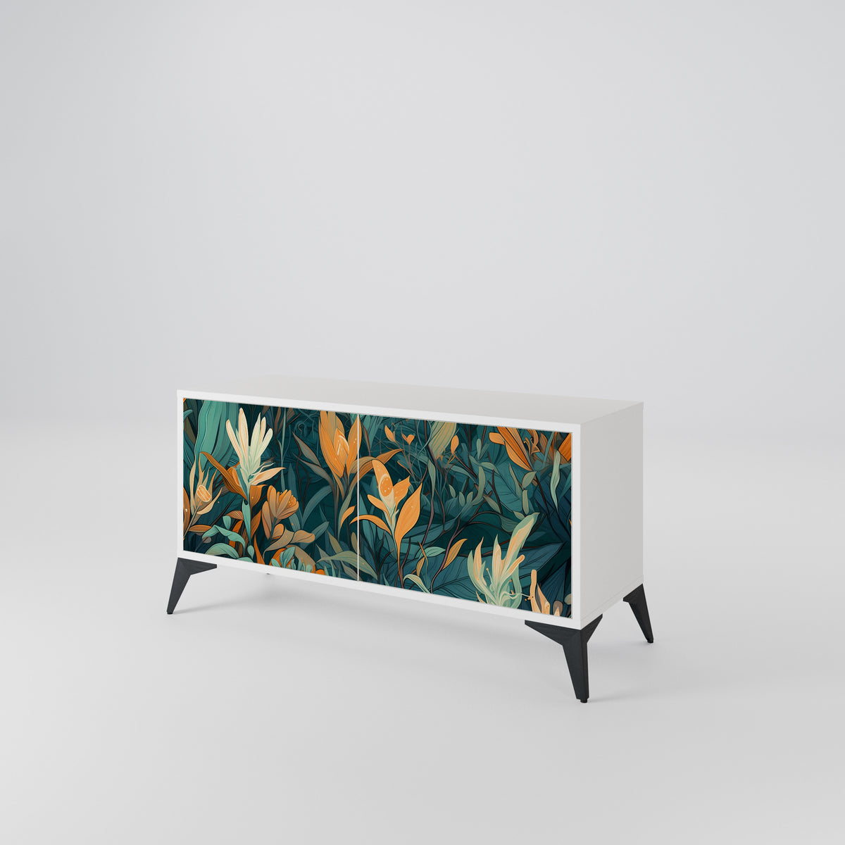 FLORAL SERENITY Mueble de TV Compacto de 2 puertas