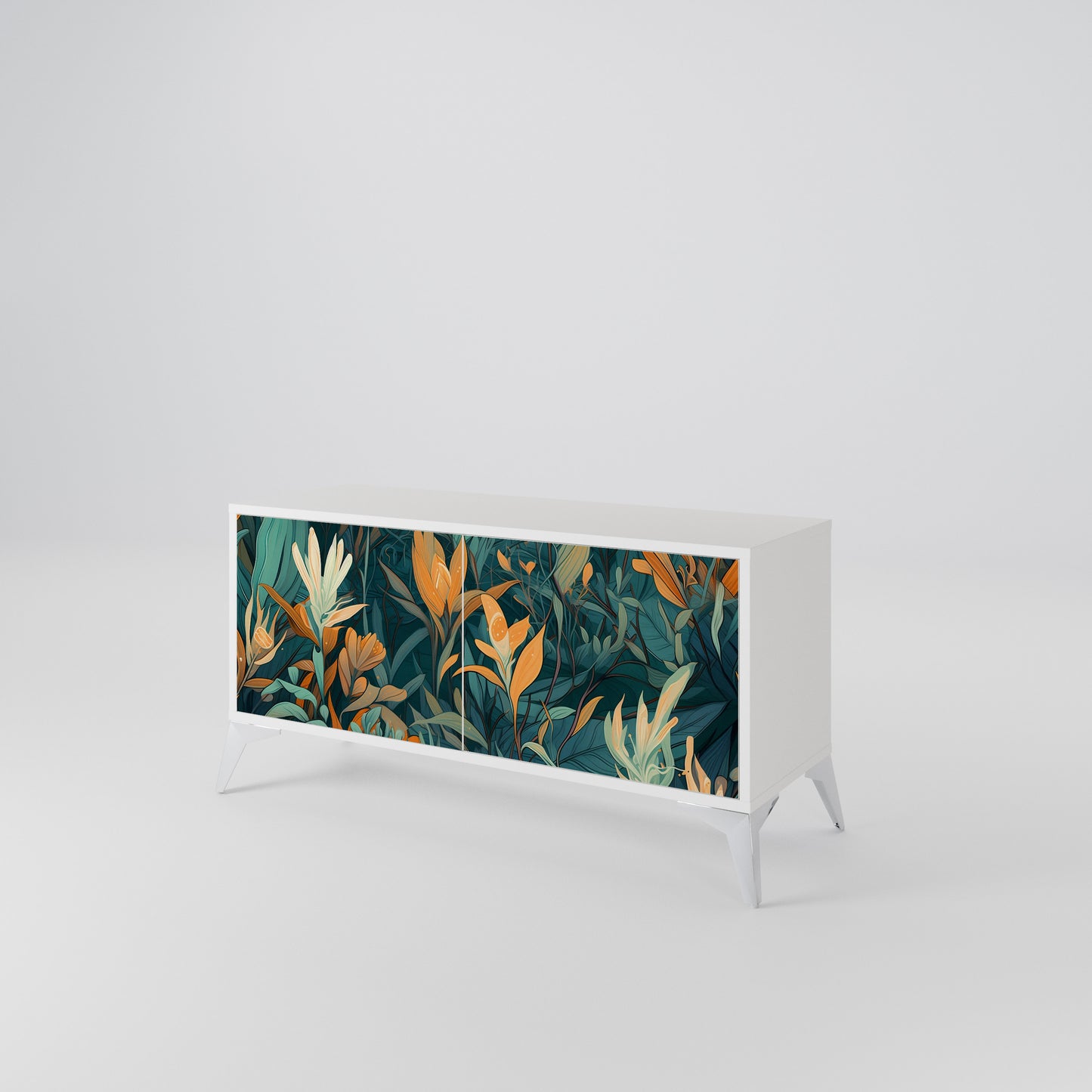 FLORAL SERENITY Mueble de TV Compacto de 2 puertas