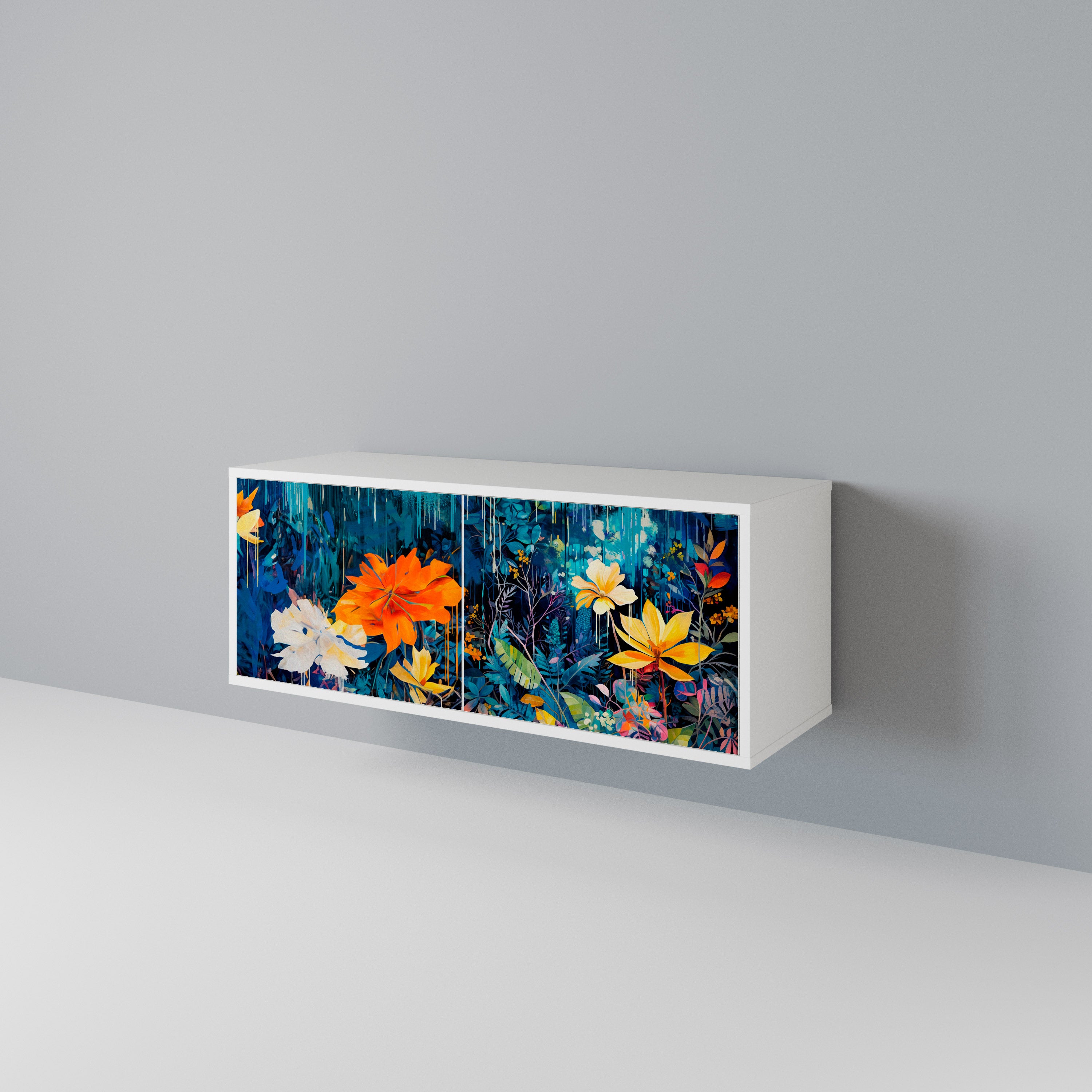 MIDNIGHT BLOSSOM Compact 2-Door TV Cabinet