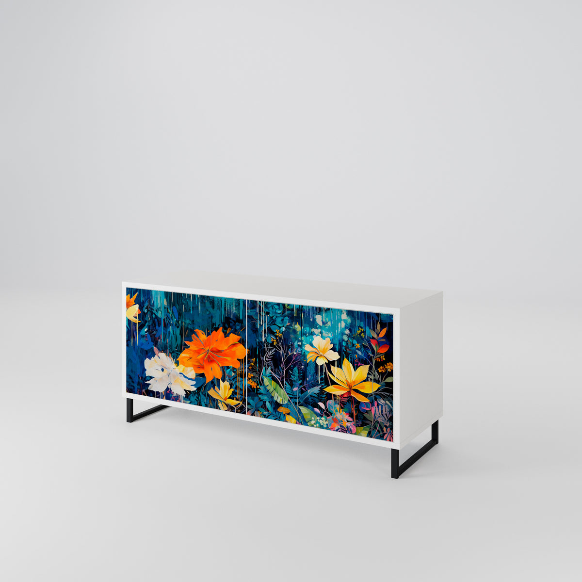 MIDNIGHT BLOSSOM Mueble de TV Compacto de 2 puertas