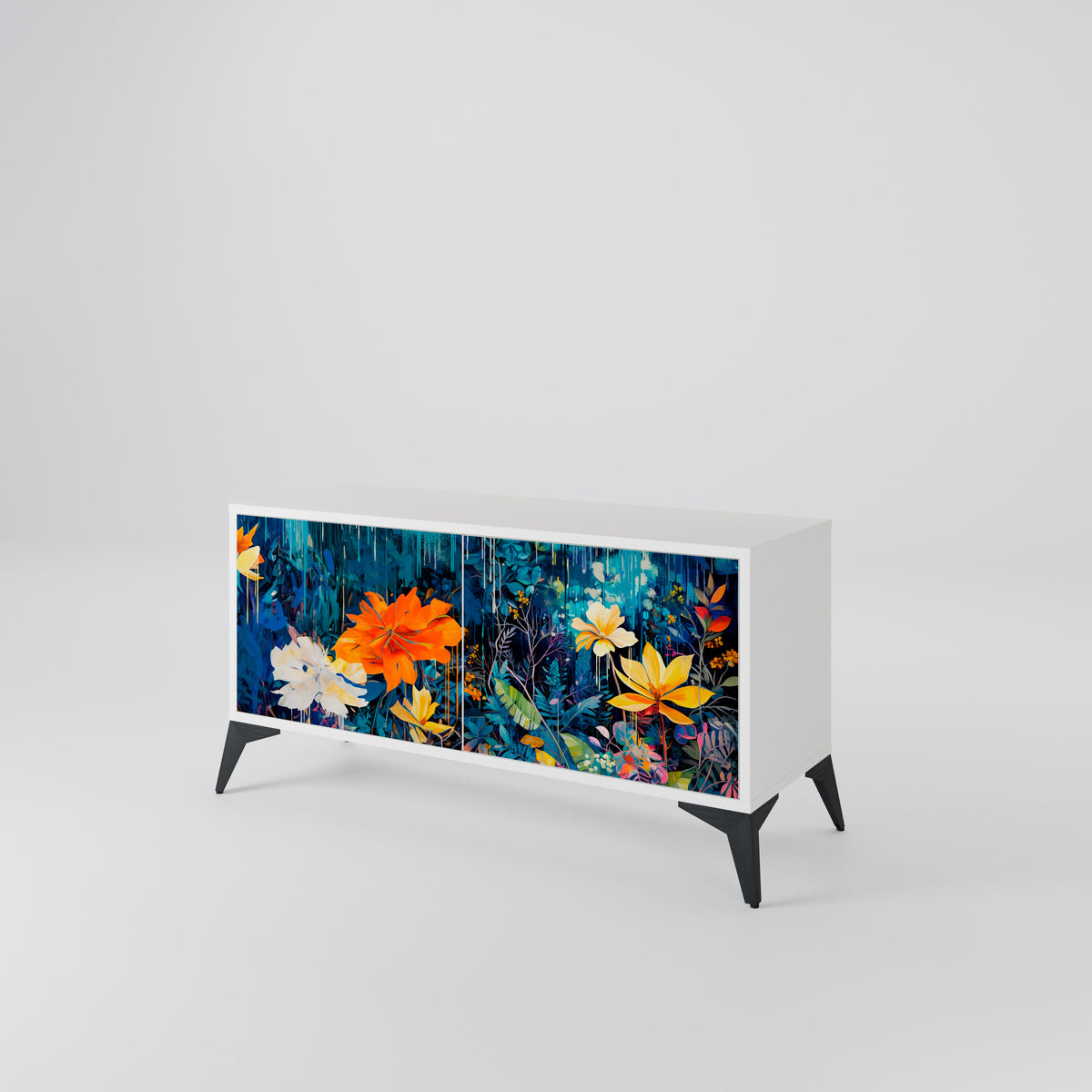 MIDNIGHT BLOSSOM Compact 2-Door TV Cabinet
