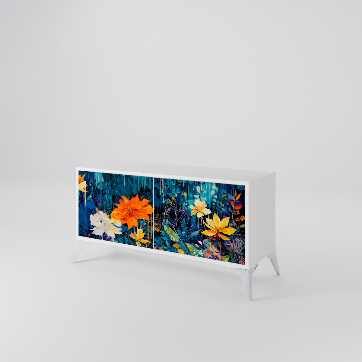 MIDNIGHT BLOSSOM Mueble de TV Compacto de 2 puertas