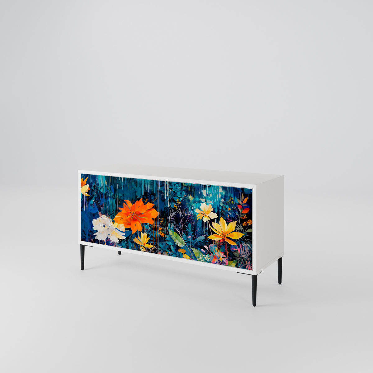 MIDNIGHT BLOSSOM Mueble de TV Compacto de 2 puertas