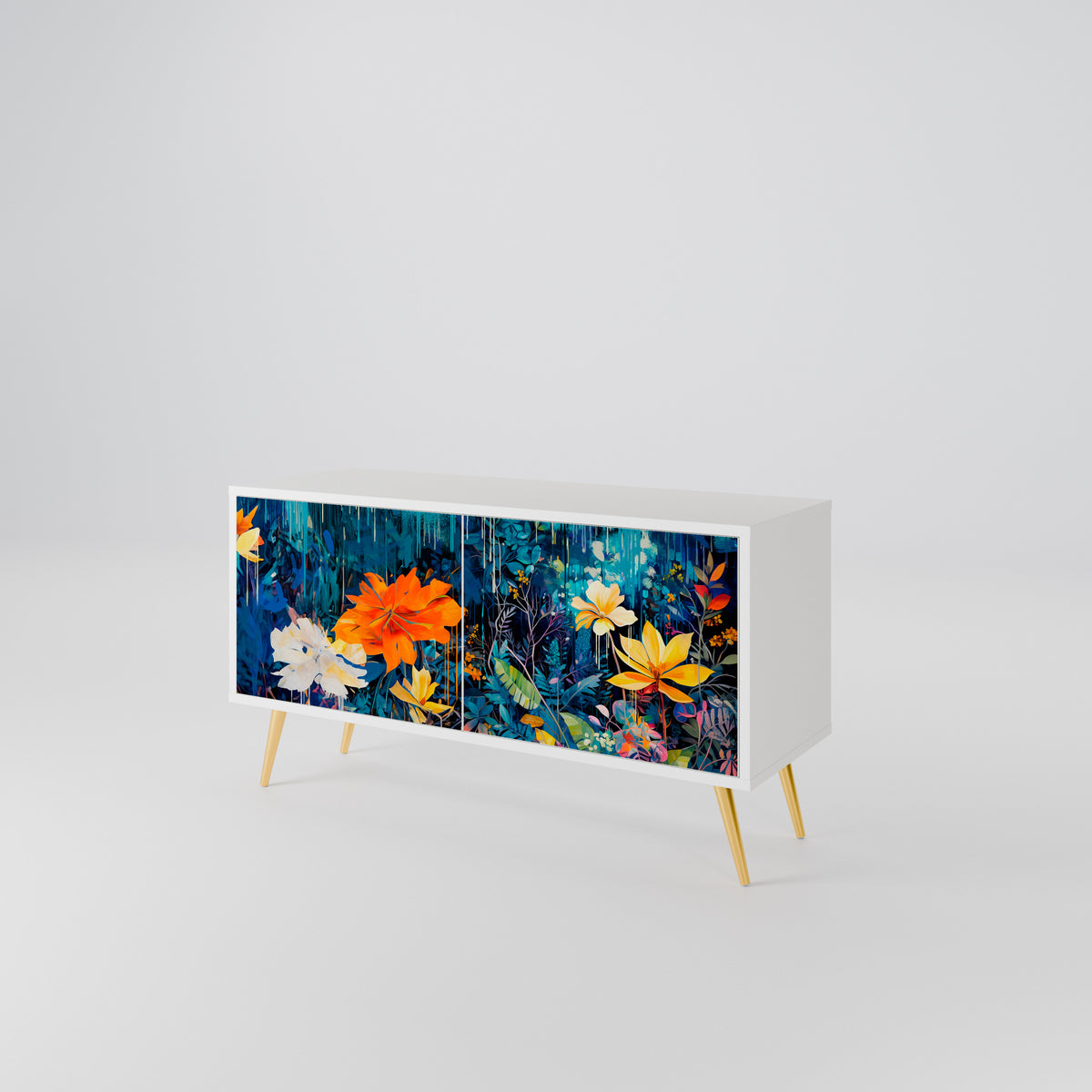 MIDNIGHT BLOSSOM Mueble de TV Compacto de 2 puertas