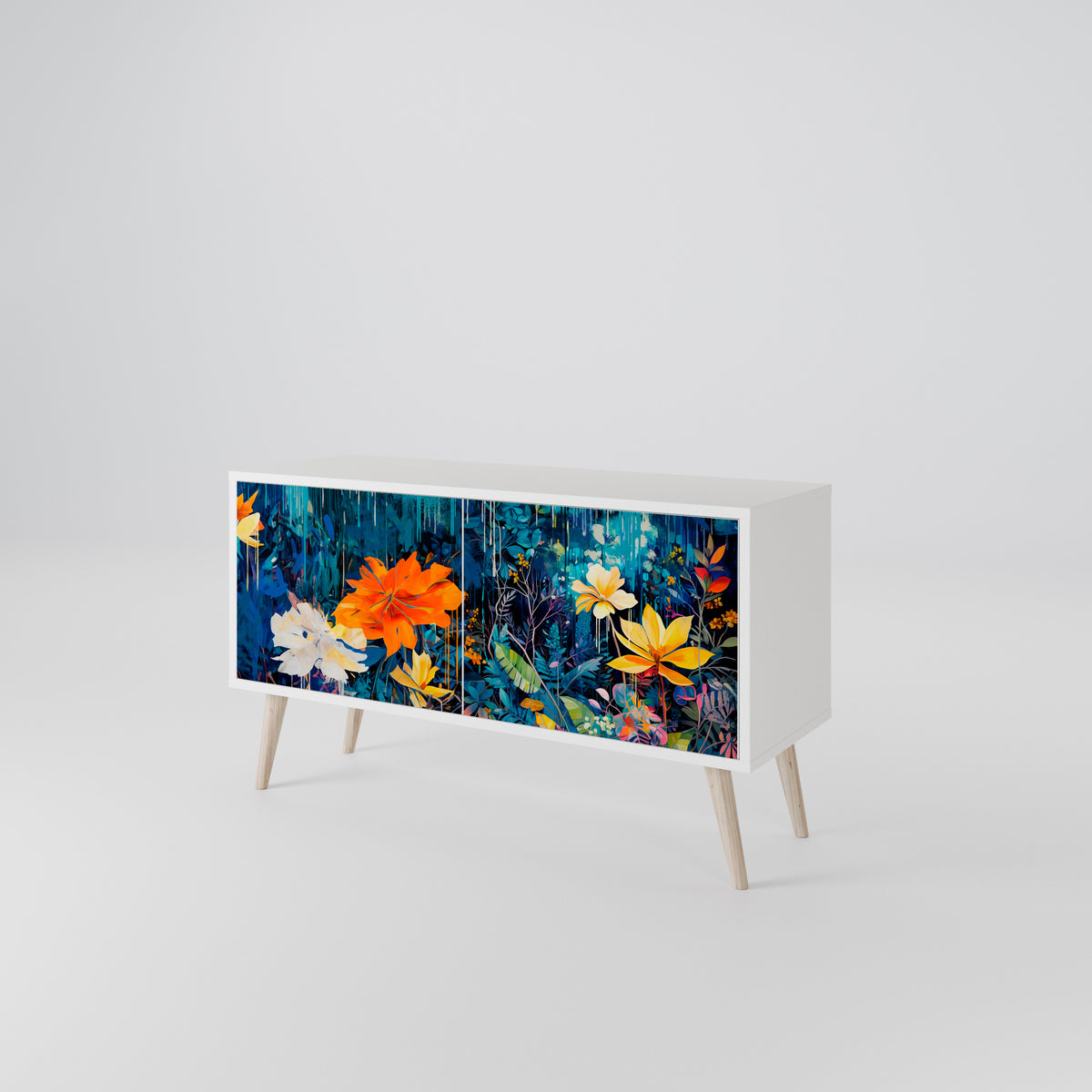 MIDNIGHT BLOSSOM Mueble de TV Compacto de 2 puertas