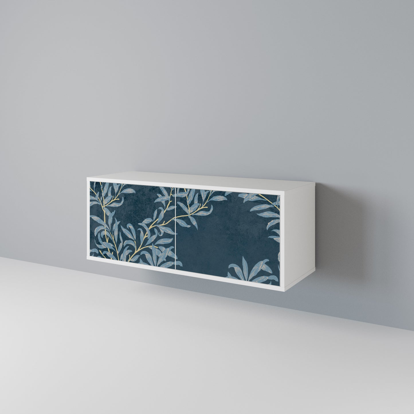 BLUE LEAVES Mueble de TV Compacto de 2 puertas