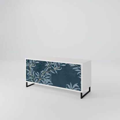 BLUE LEAVES Mueble de TV Compacto de 2 puertas