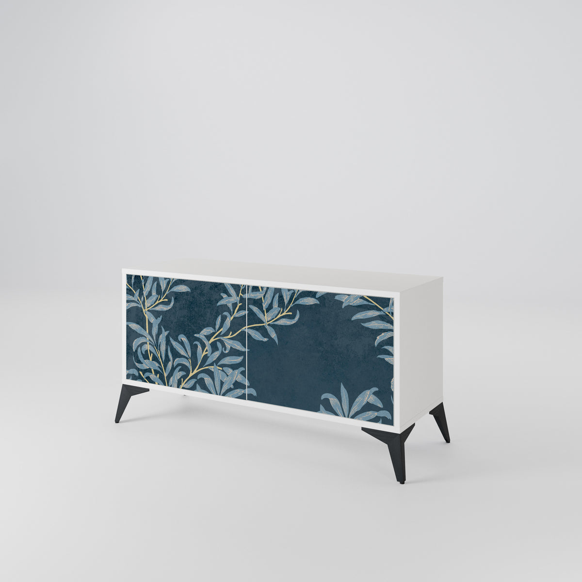 BLUE LEAVES Mueble de TV Compacto de 2 puertas