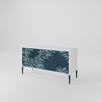 BLUE LEAVES Mueble de TV Compacto de 2 puertas