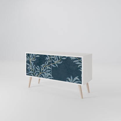BLUE LEAVES Mueble de TV Compacto de 2 puertas