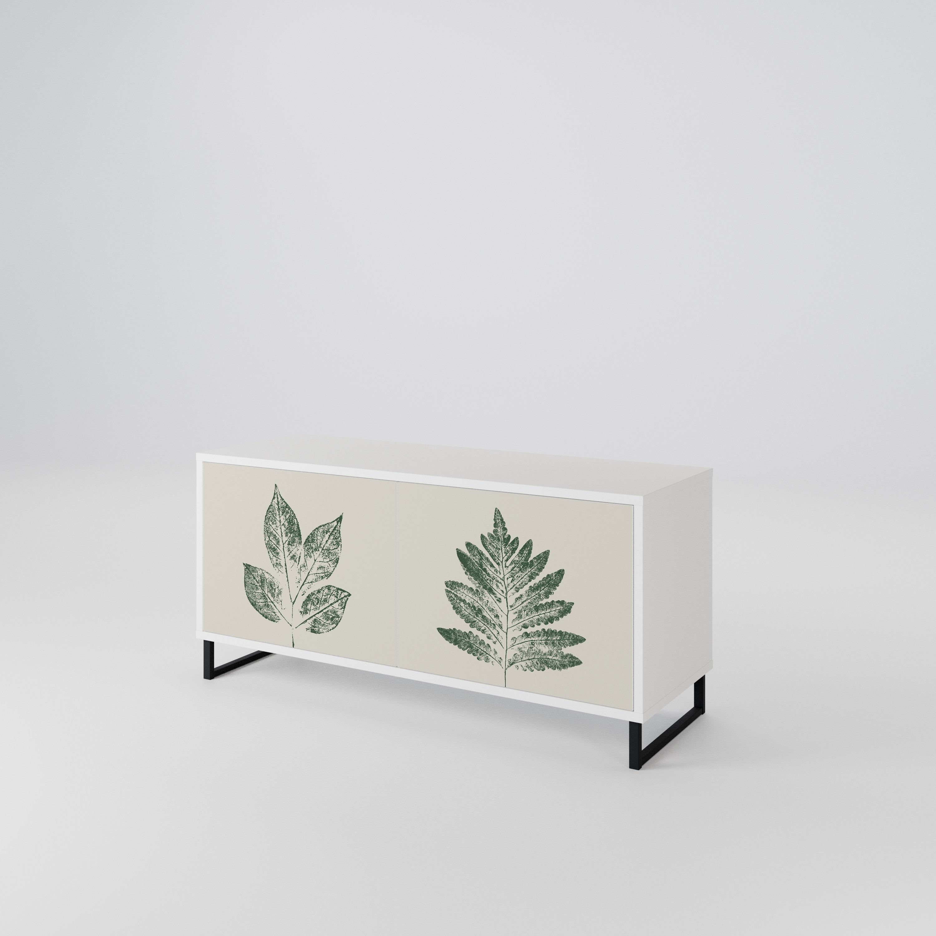 GREEN LEAFY STAMPS Compact 2-Door TV Cabinet