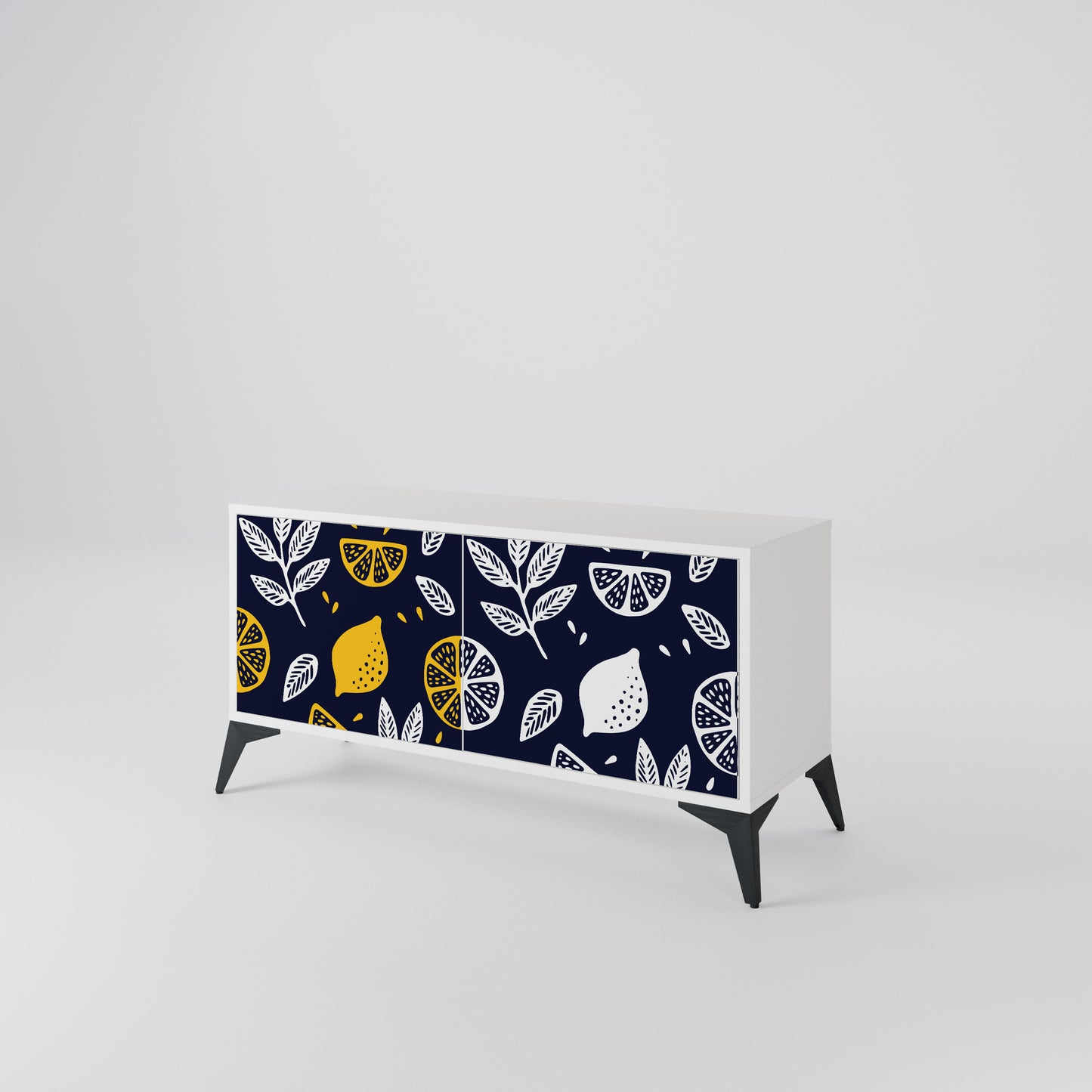 CITRUS BLACK AND WHITE Mueble de TV Compacto de 2 puertas