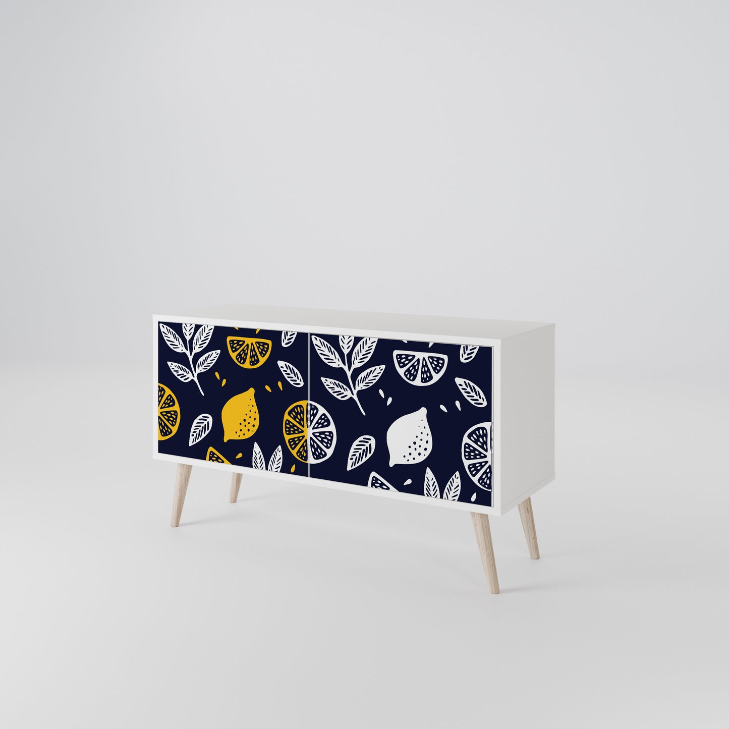 CITRUS BLACK AND WHITE Mueble de TV Compacto de 2 puertas