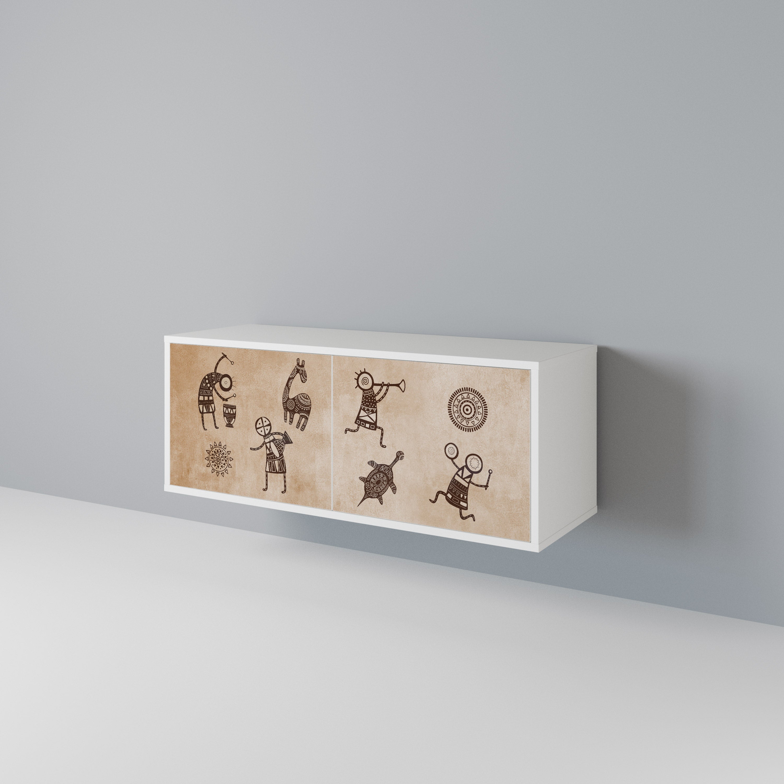 AFRICAN STYLE Mueble de TV Compacto de 2 puertas