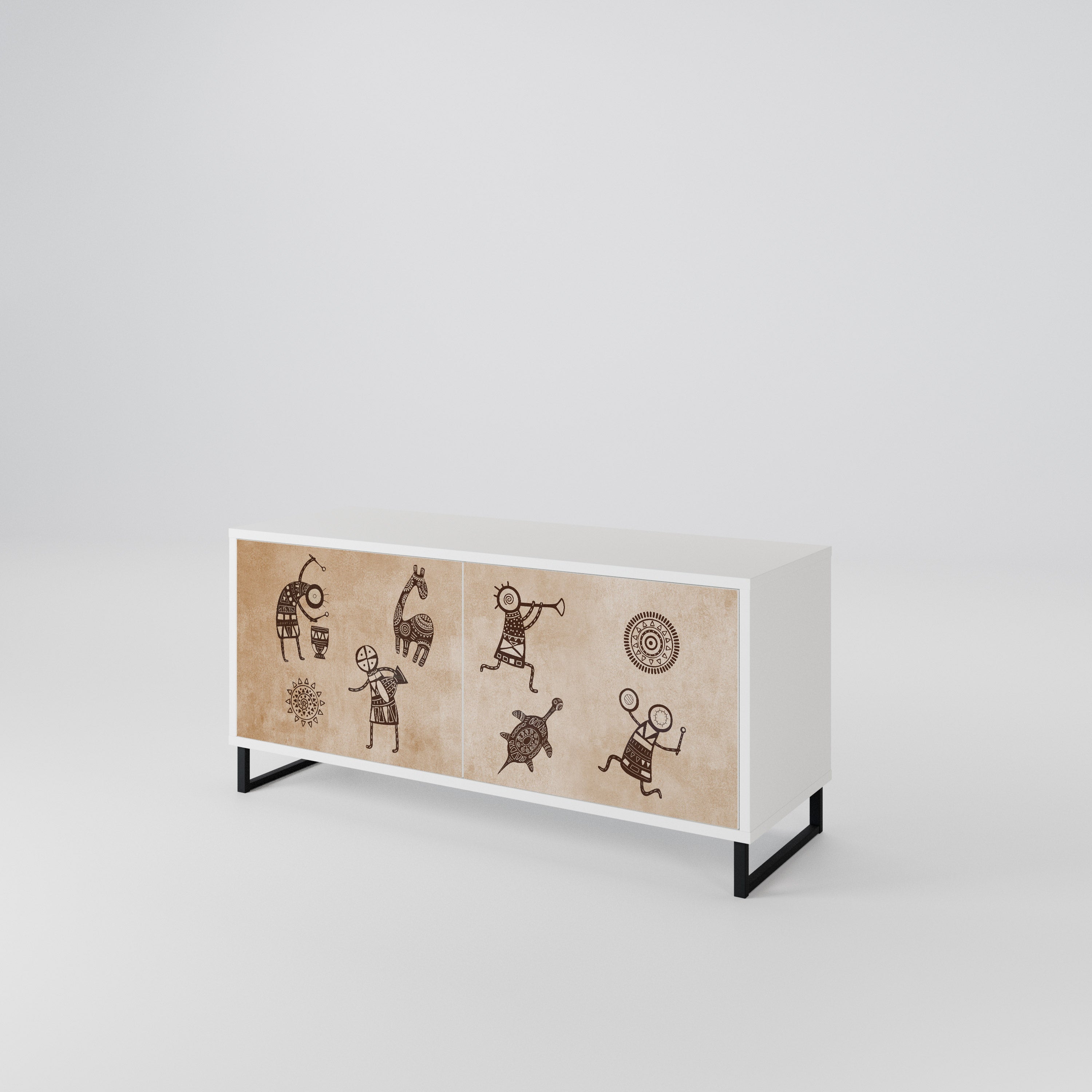AFRICAN STYLE Mueble de TV Compacto de 2 puertas