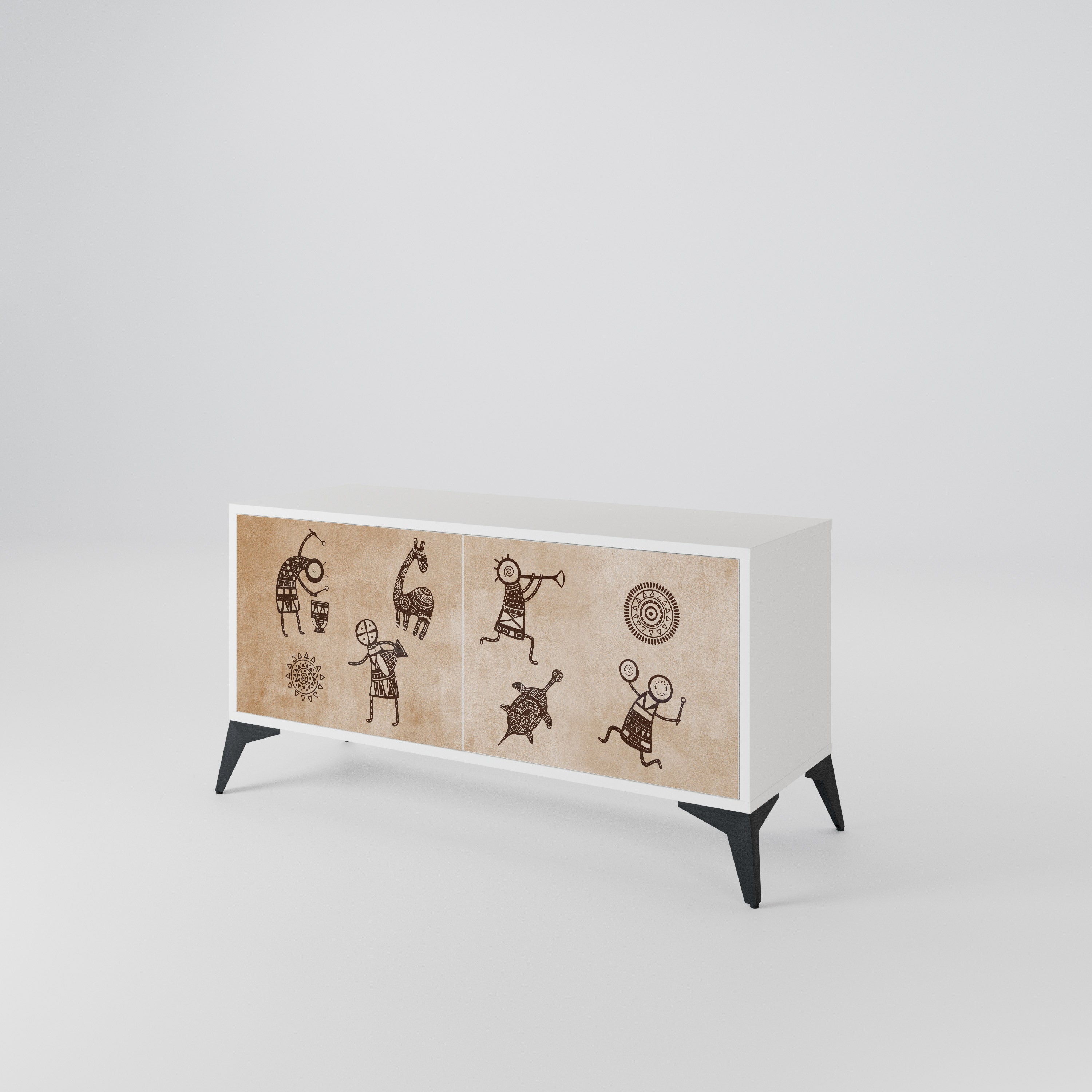 AFRICAN STYLE Mueble de TV Compacto de 2 puertas
