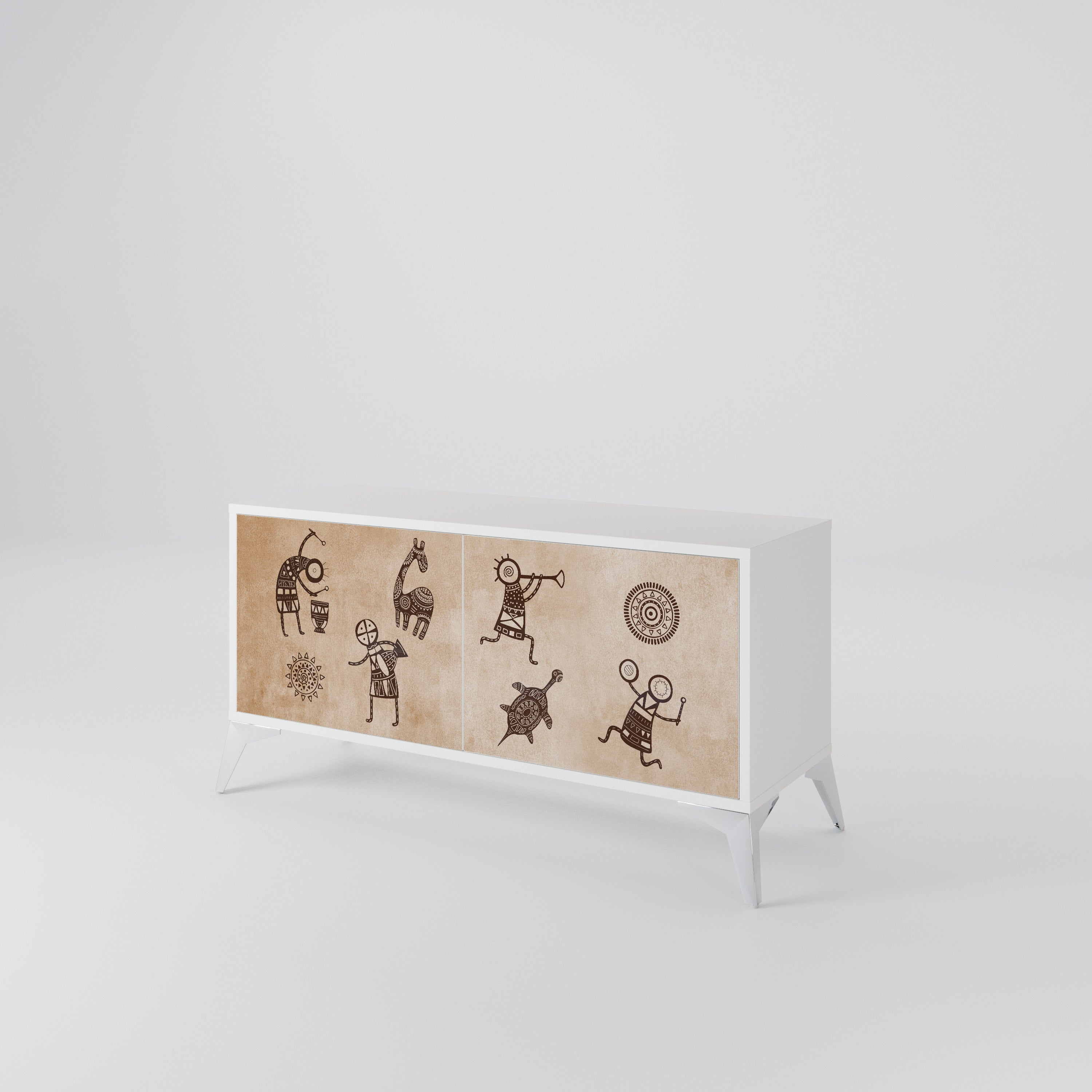 AFRICAN STYLE Mueble de TV Compacto de 2 puertas