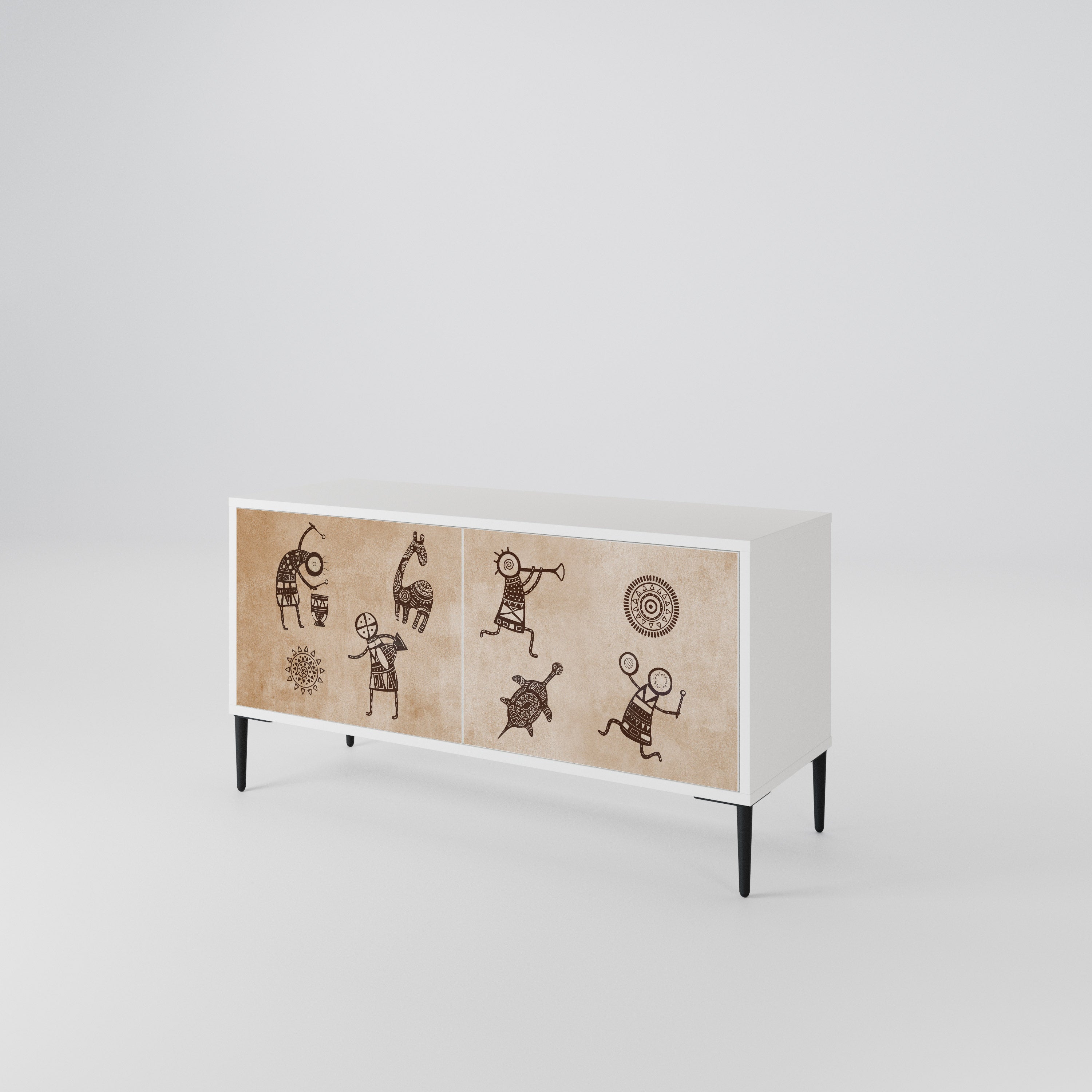 AFRICAN STYLE Mueble de TV Compacto de 2 puertas