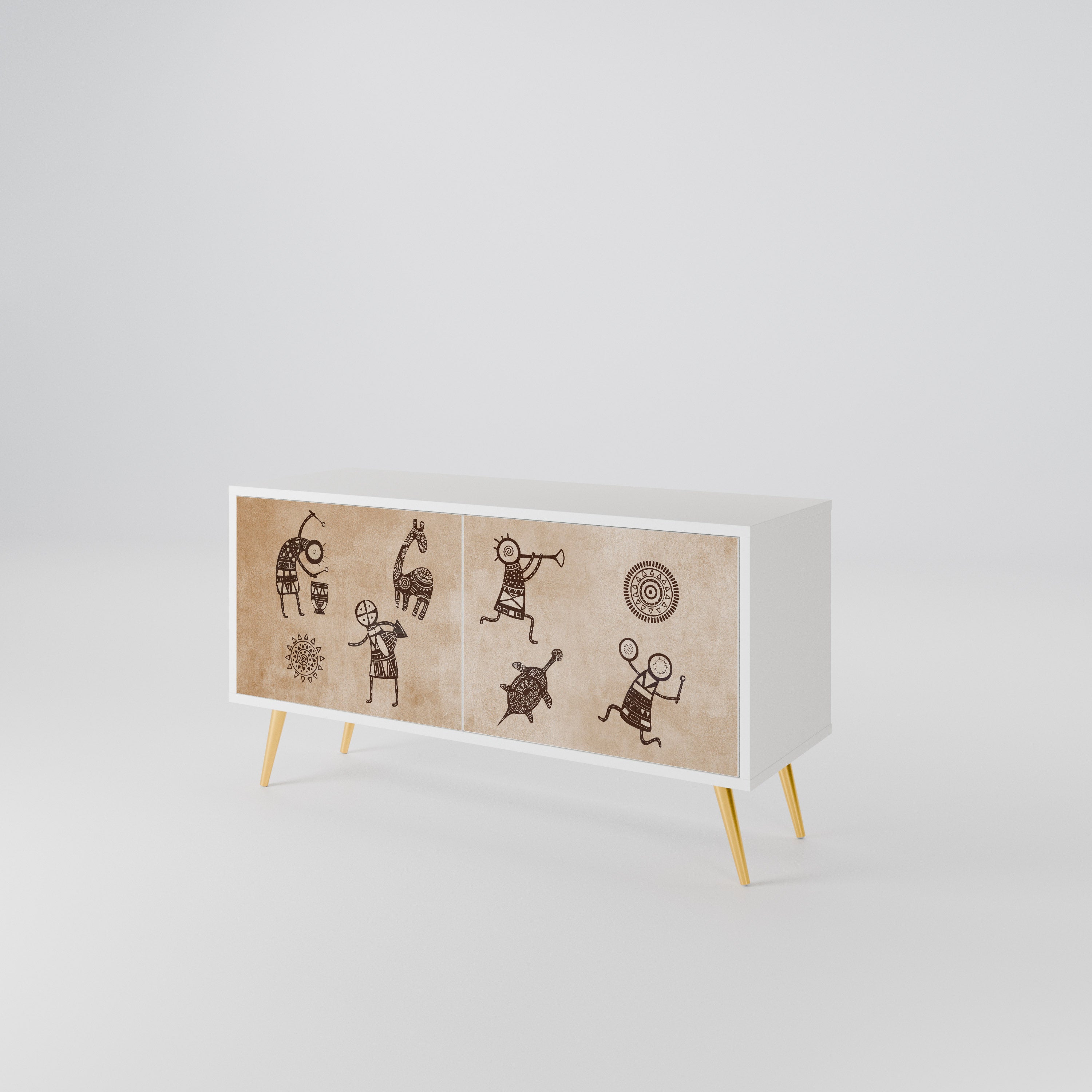 AFRICAN STYLE Mueble de TV Compacto de 2 puertas