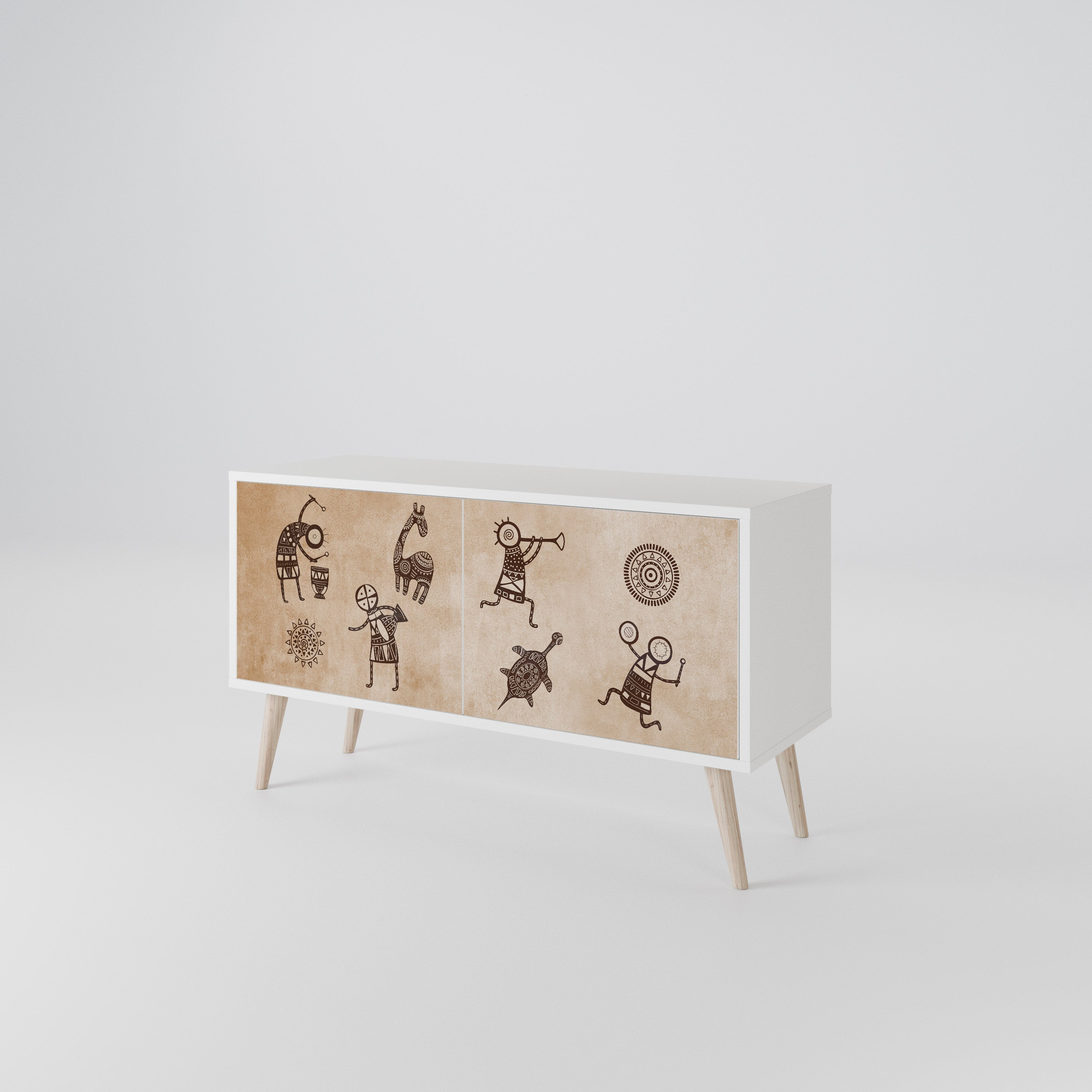 AFRICAN STYLE Mueble de TV Compacto de 2 puertas