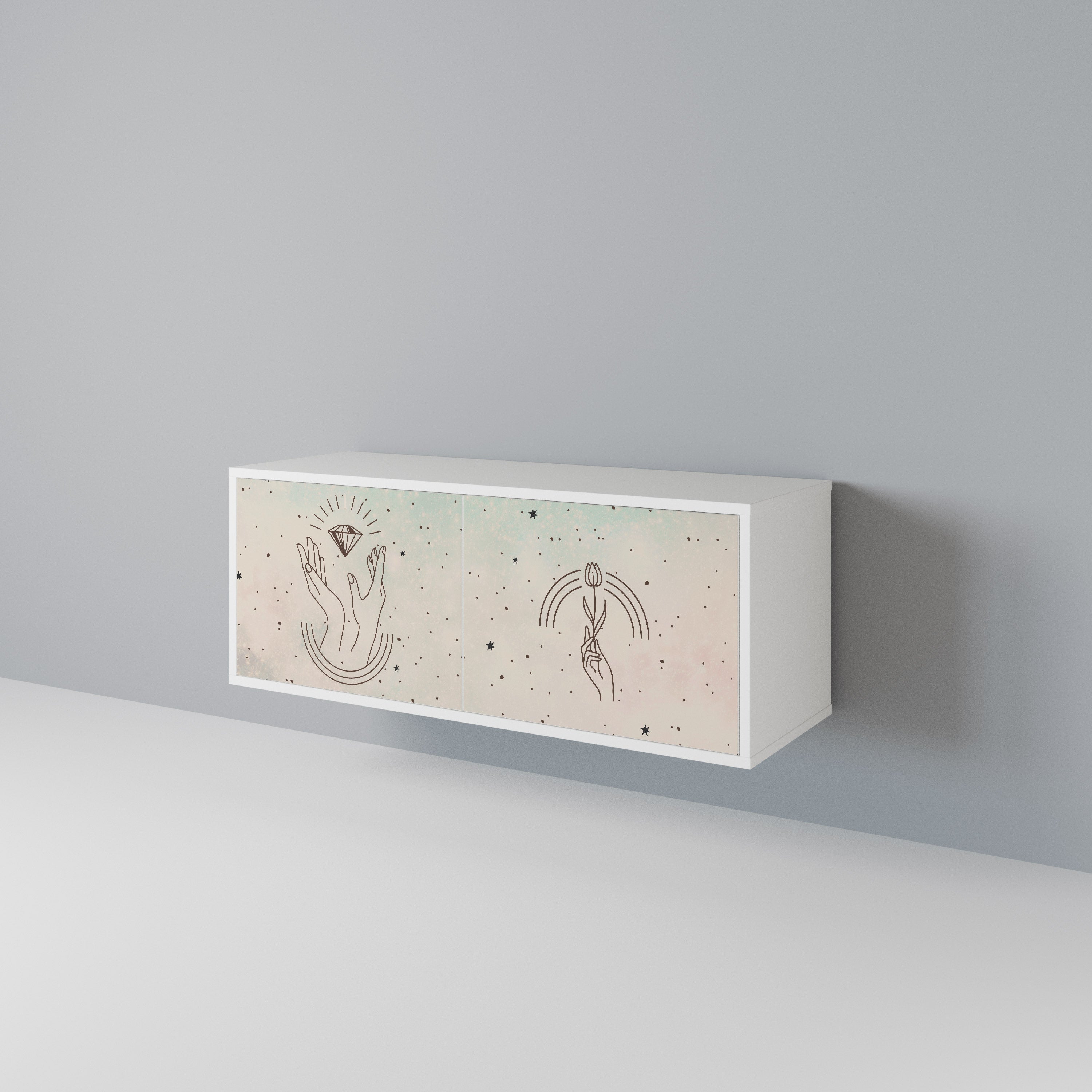 DELICATE BEAUTY Mueble de TV Compacto de 2 puertas
