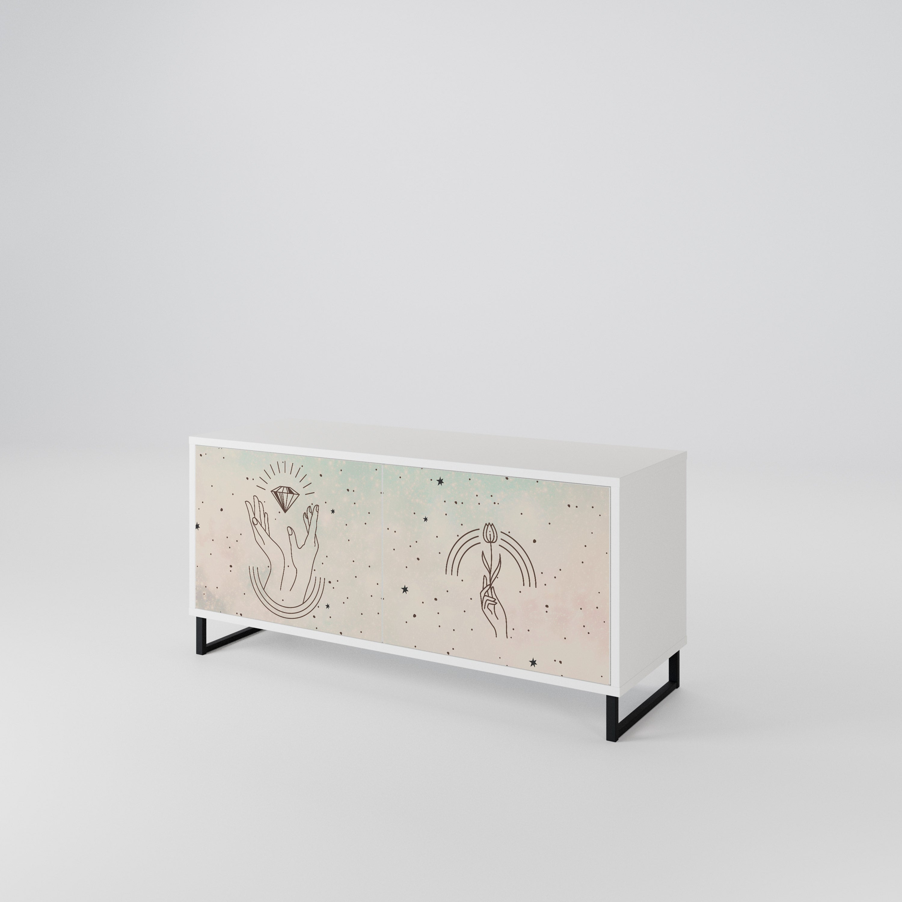 DELICATE BEAUTY Mueble de TV Compacto de 2 puertas