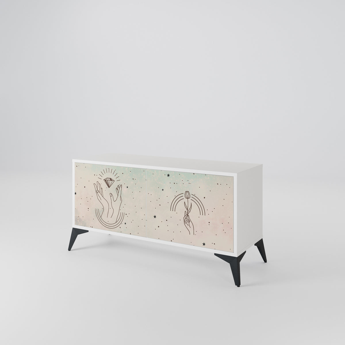 DELICATE BEAUTY Mueble de TV Compacto de 2 puertas