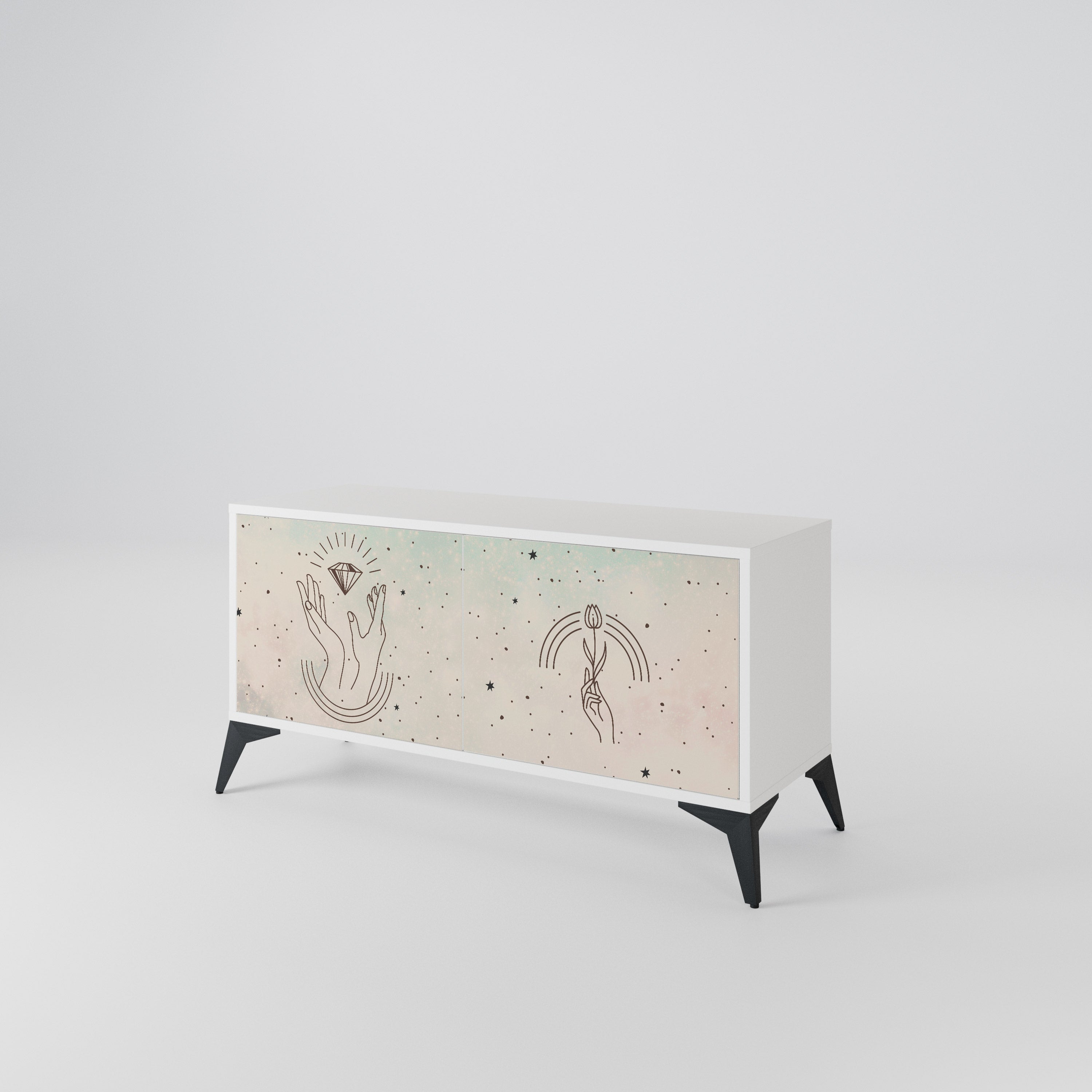 DELICATE BEAUTY Mueble de TV Compacto de 2 puertas