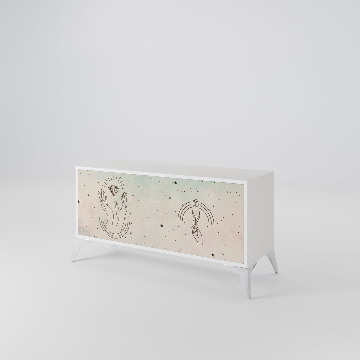 DELICATE BEAUTY Mueble de TV Compacto de 2 puertas