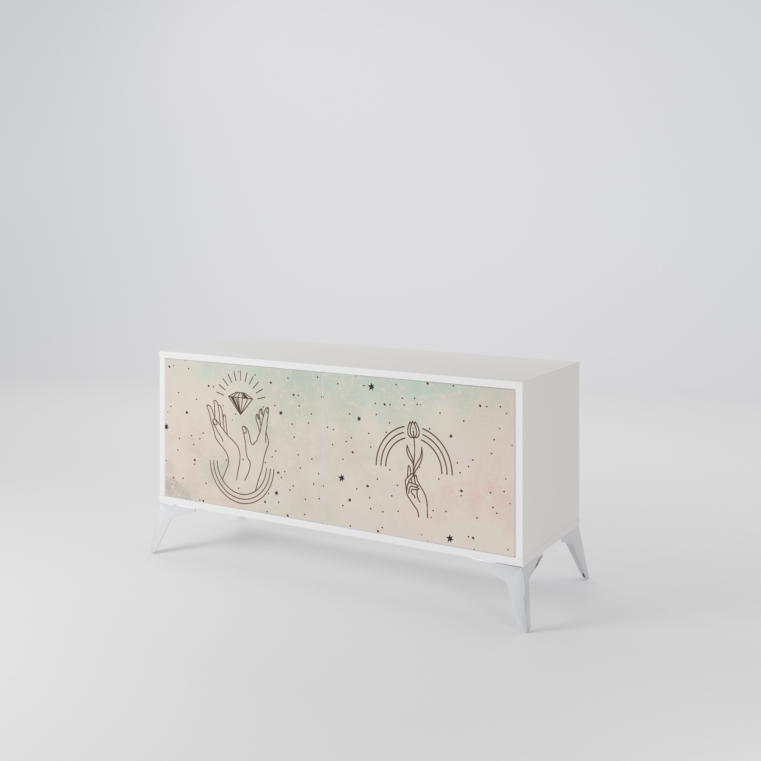 DELICATE BEAUTY Mueble de TV Compacto de 2 puertas