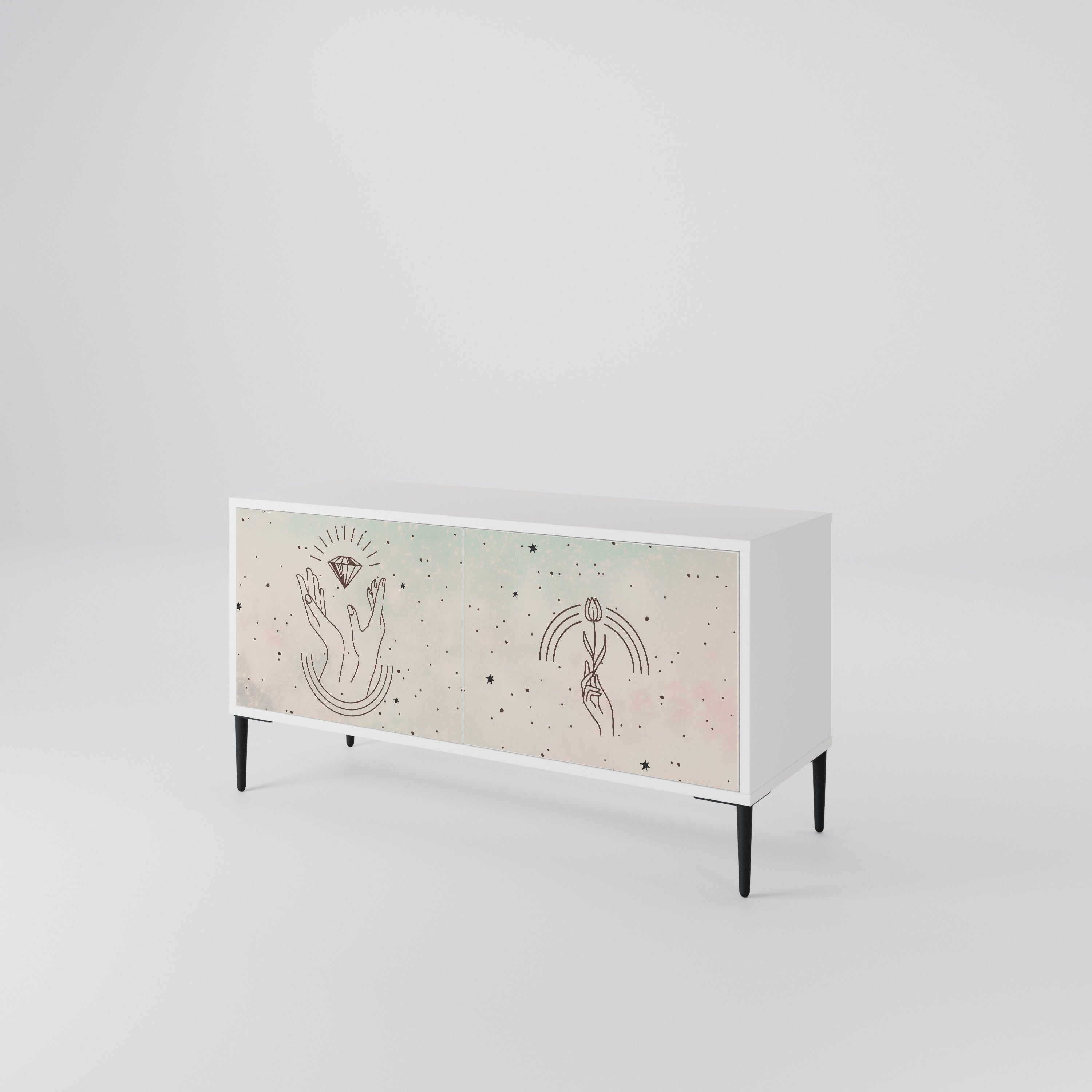 DELICATE BEAUTY Mueble de TV Compacto de 2 puertas