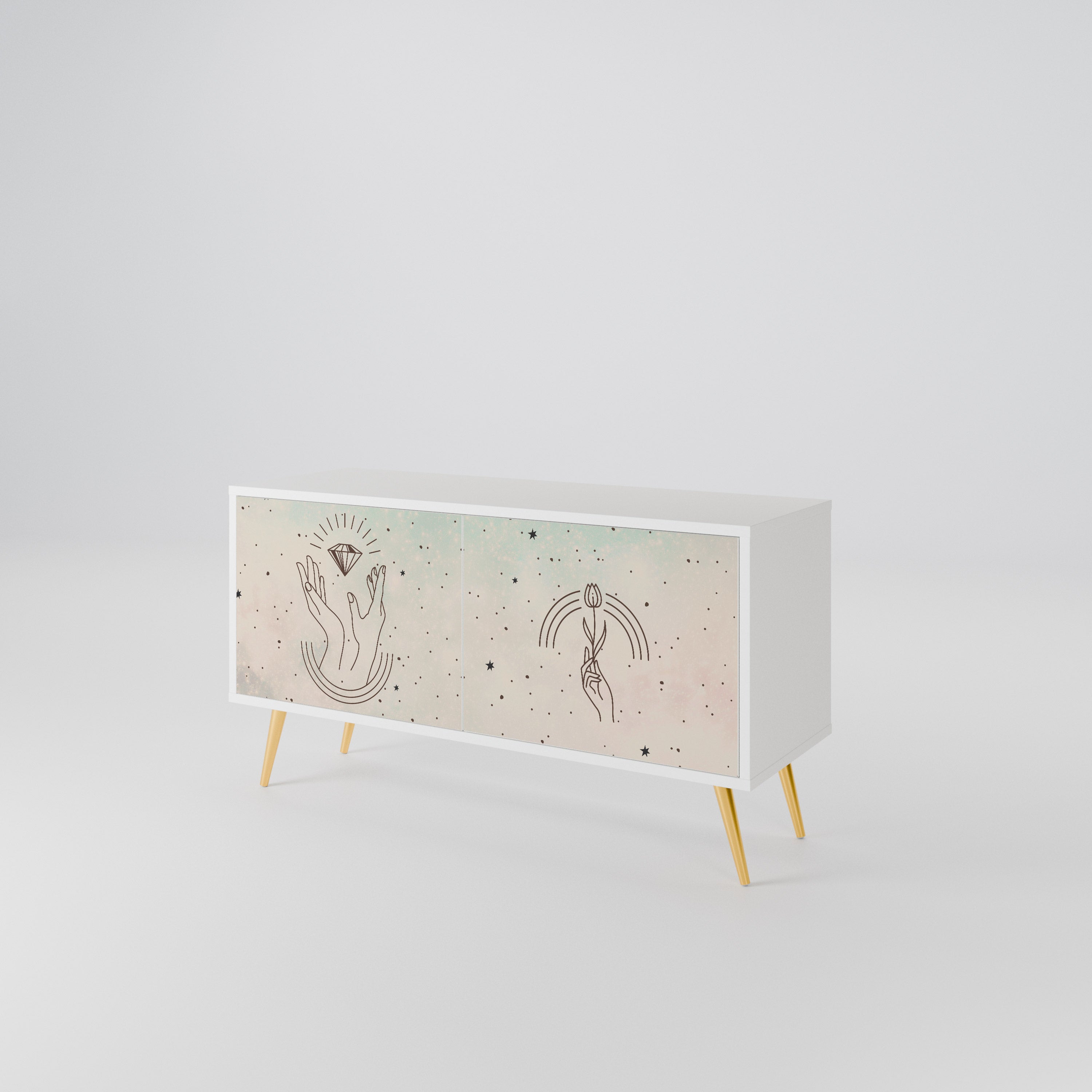 DELICATE BEAUTY Mueble de TV Compacto de 2 puertas
