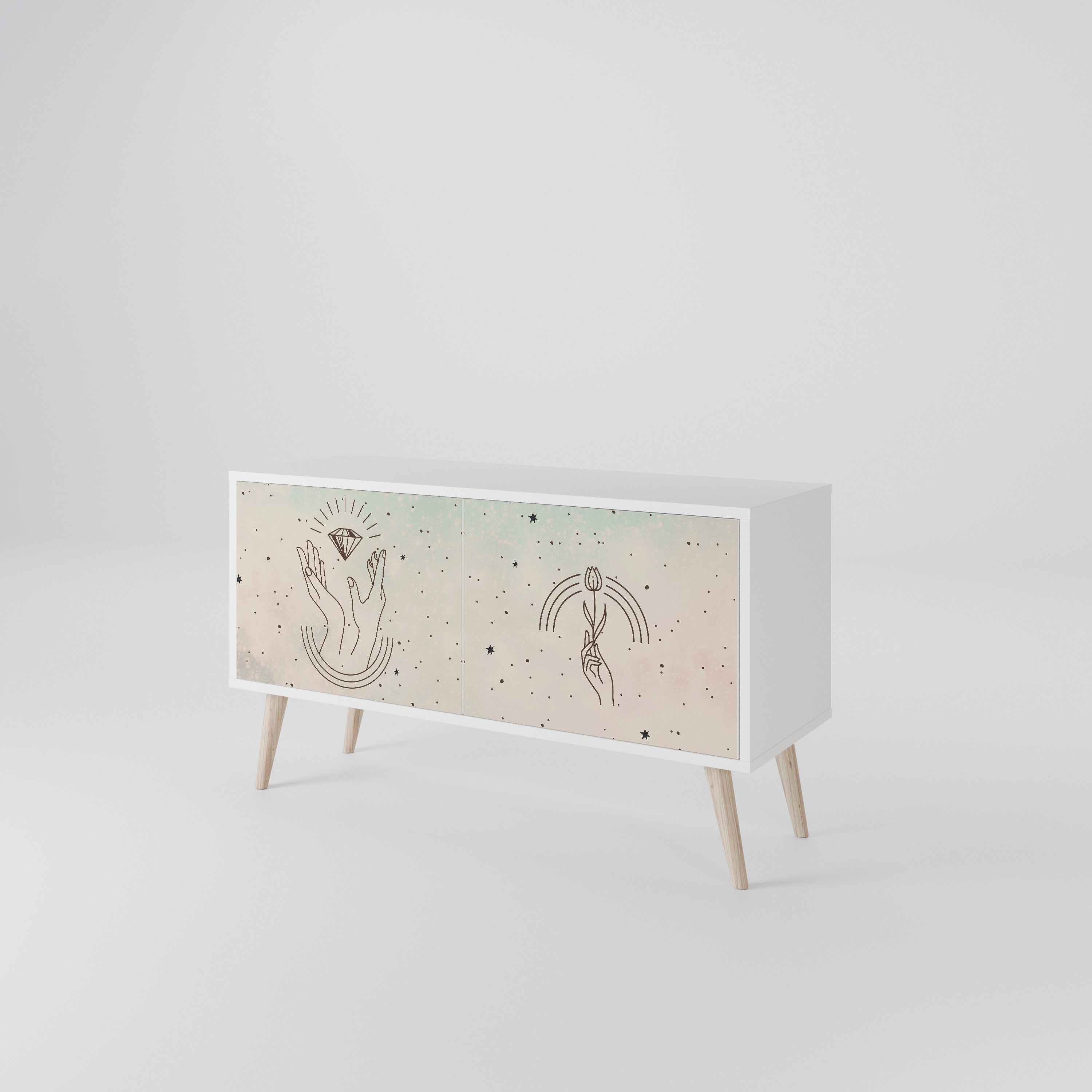 DELICATE BEAUTY Mueble de TV Compacto de 2 puertas