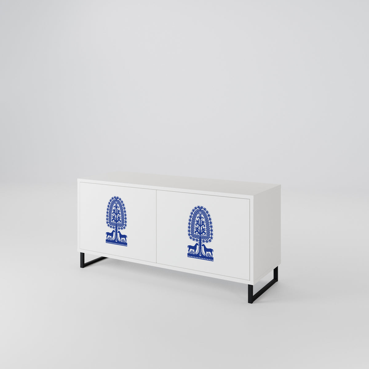 POLISH FOLK ART Mueble de TV Compacto de 2 puertas