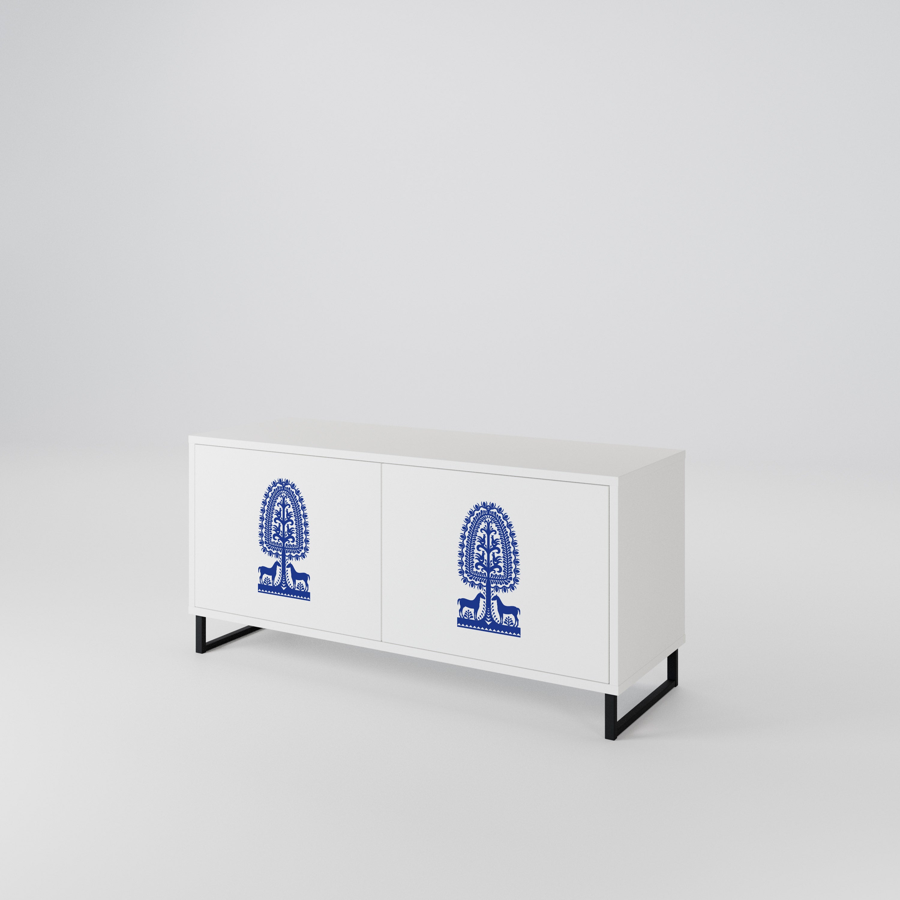 POLISH FOLK ART Mueble de TV Compacto de 2 puertas