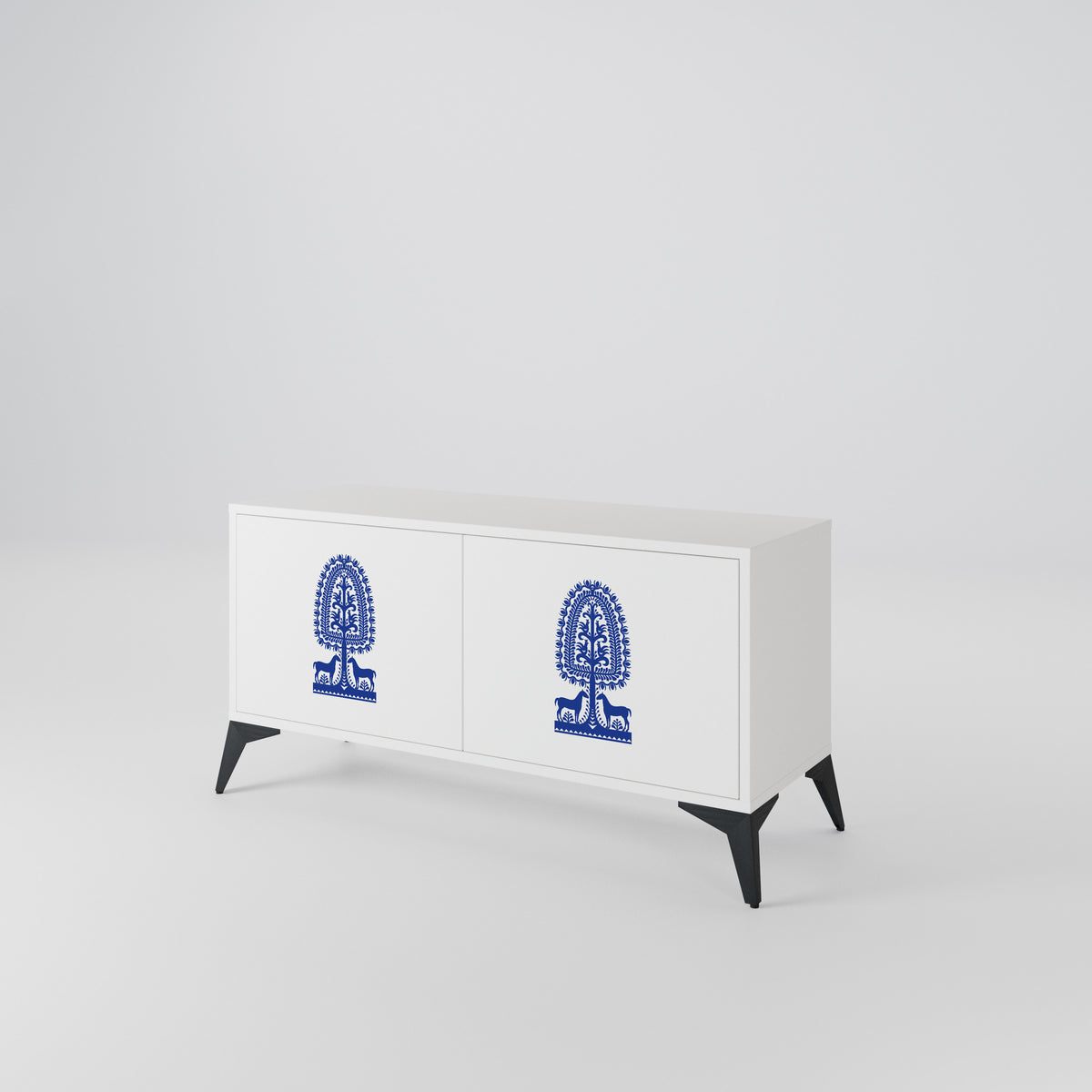 POLISH FOLK ART Mueble de TV Compacto de 2 puertas