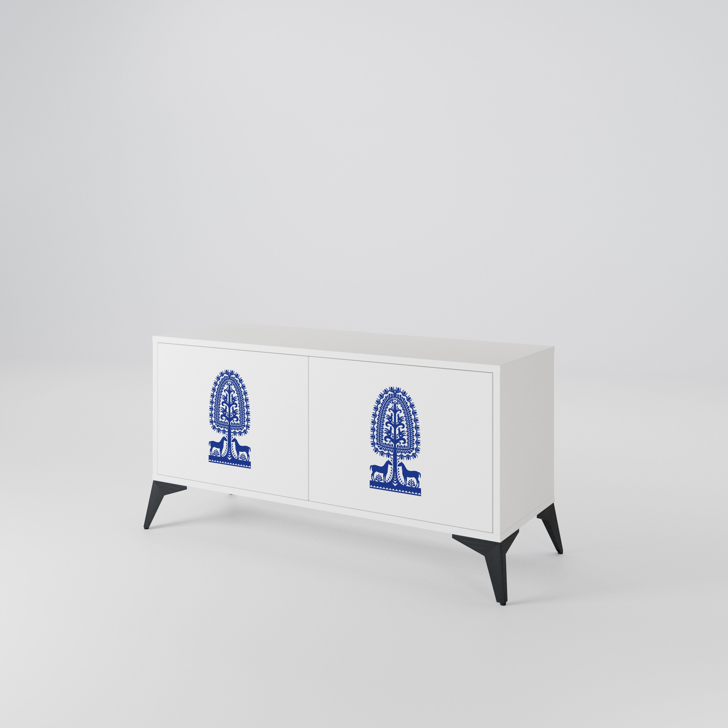 POLISH FOLK ART Mueble de TV Compacto de 2 puertas