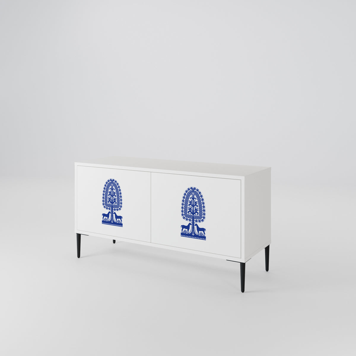 POLISH FOLK ART Mueble de TV Compacto de 2 puertas