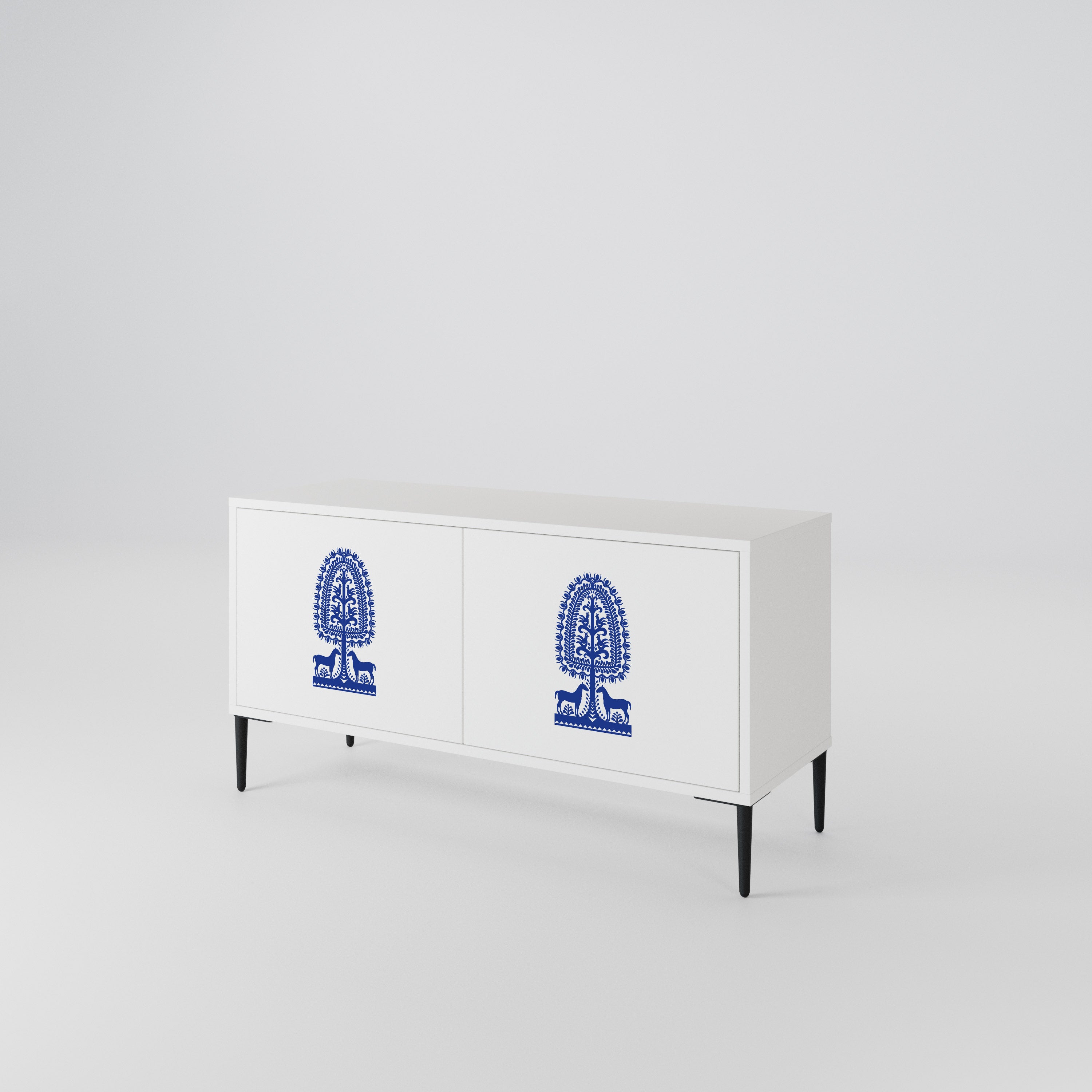 POLISH FOLK ART Mueble de TV Compacto de 2 puertas