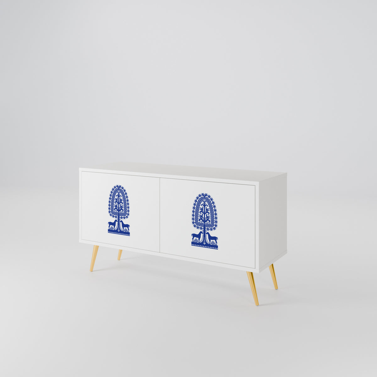 POLISH FOLK ART Mueble de TV Compacto de 2 puertas
