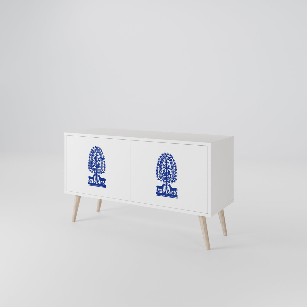 POLISH FOLK ART Mueble de TV Compacto de 2 puertas