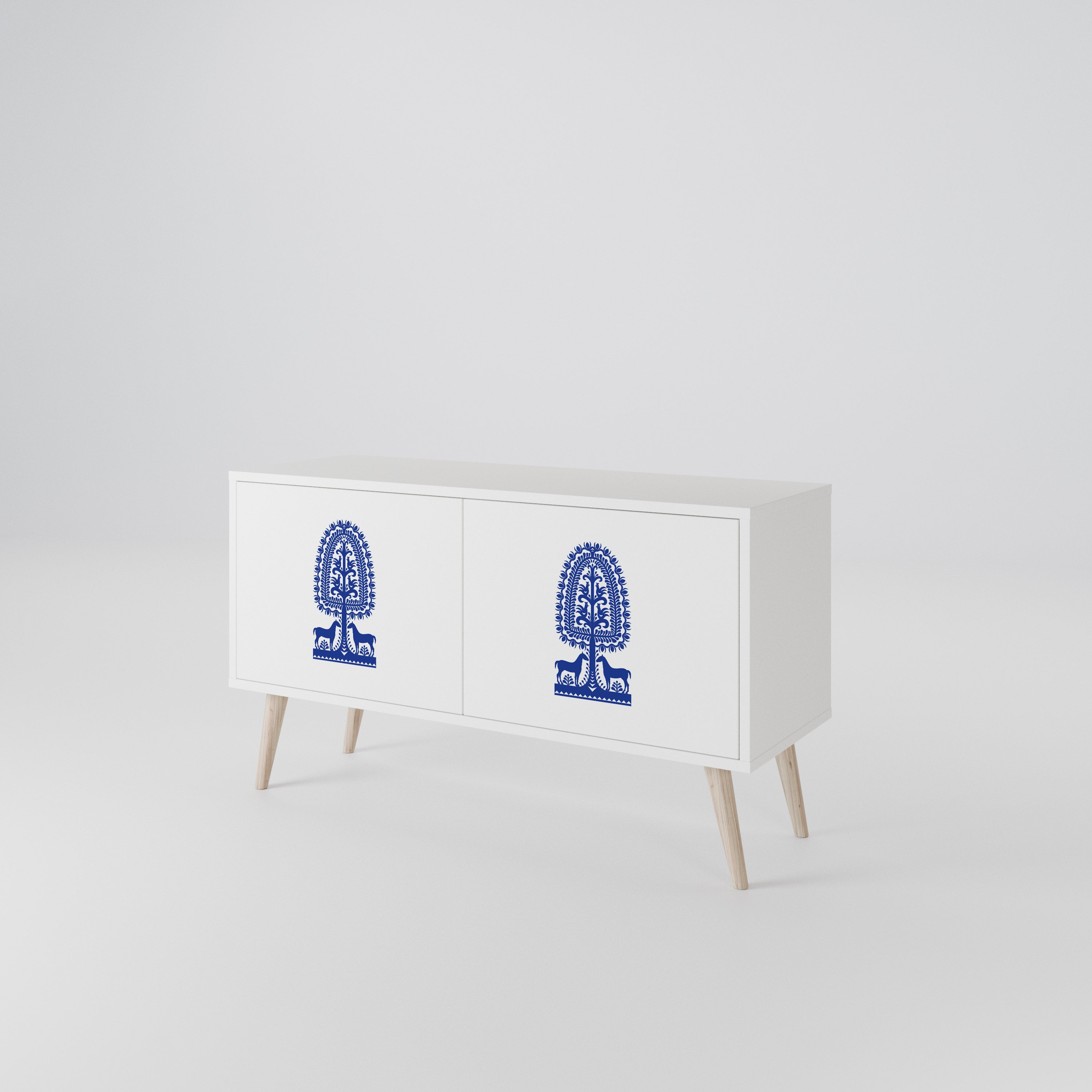 POLISH FOLK ART Mueble de TV Compacto de 2 puertas